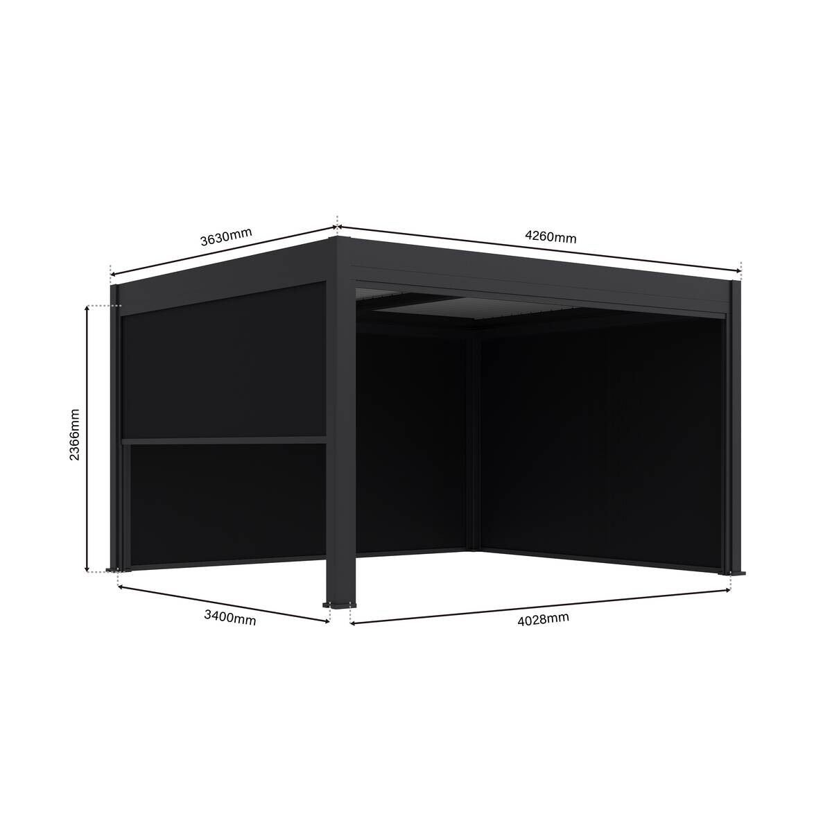 Paragon Outdoor Seitenteil für Pergola Grand Tuscan grau Kunststoff B/H: ca. 340x237 cm