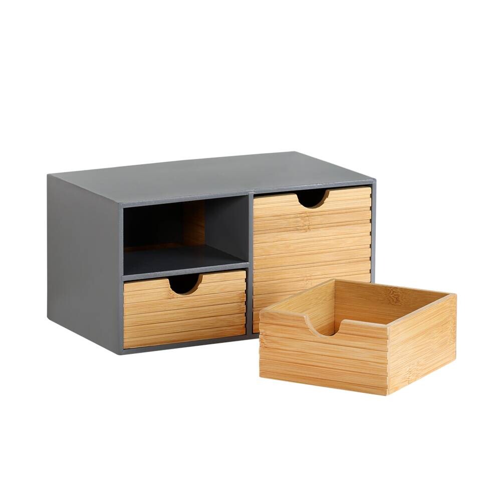 Organizer grau Holz B/H/L: ca. 16x14x27 cm