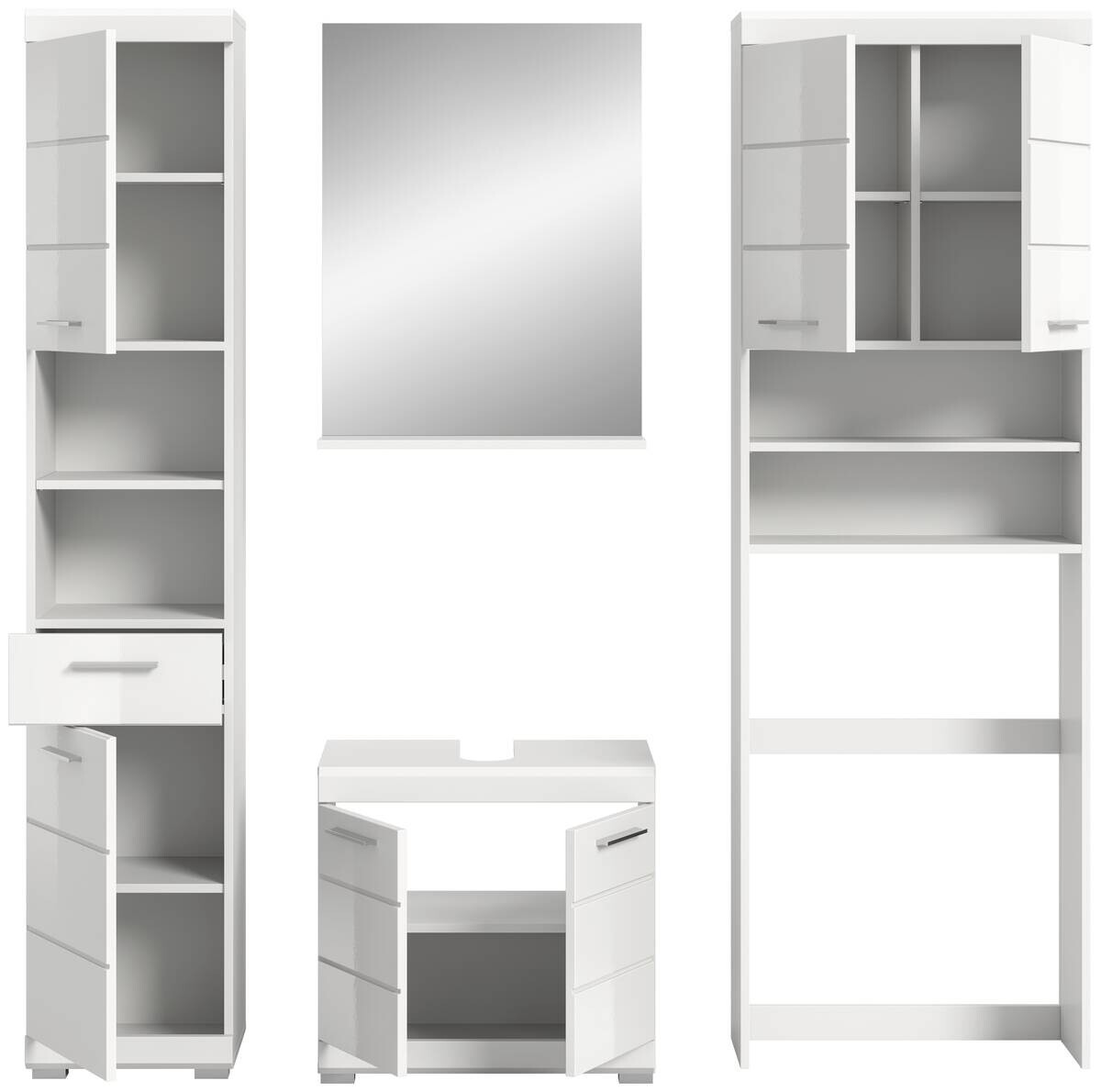 Badezimmer-Set Scout weiß weiß Hochglanz B/H/T: ca. 190x191x34 cm