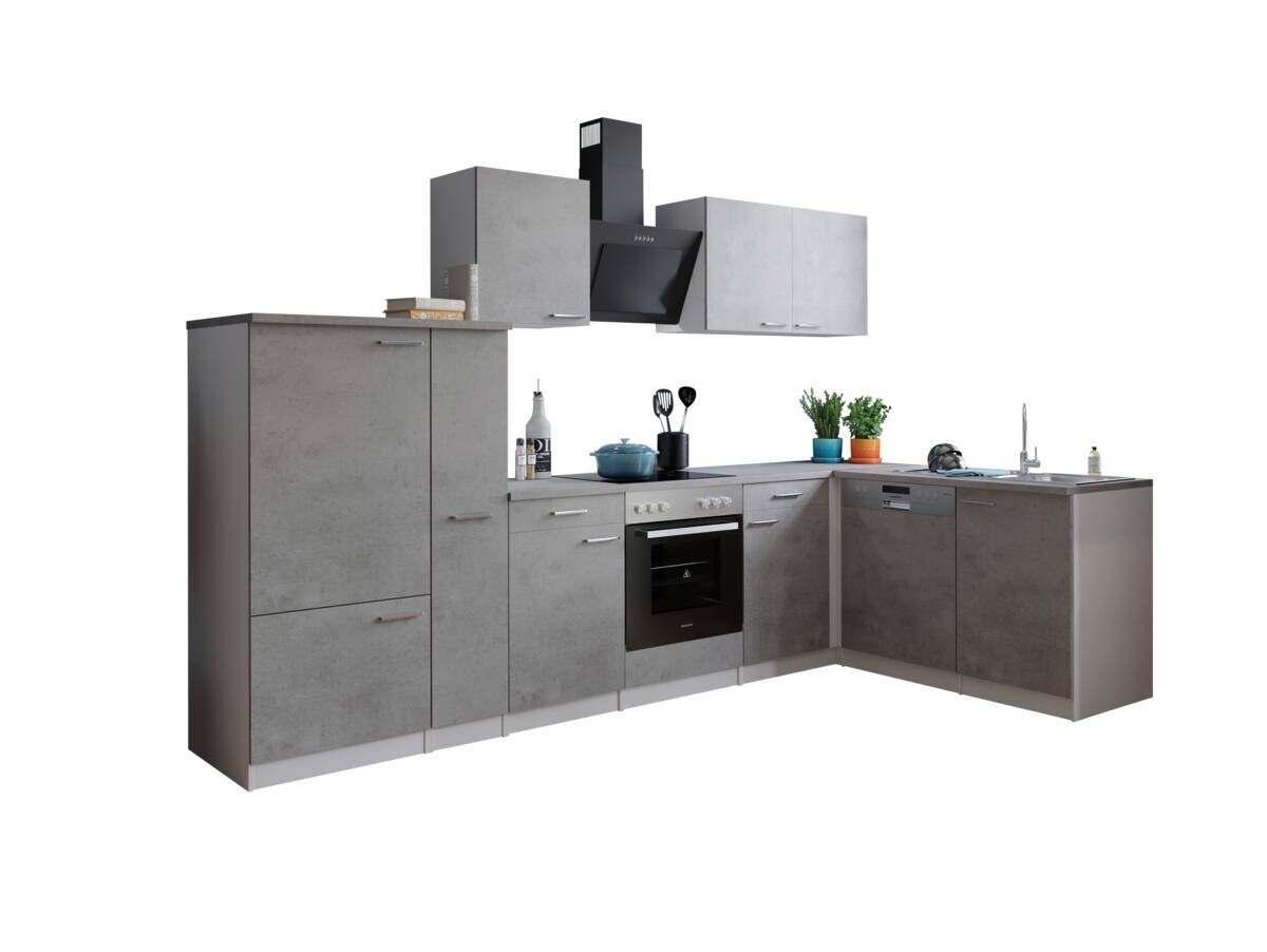 Respekta Winkelküche Malia Beton Optik B/H/T: ca. 310x200x172 cm