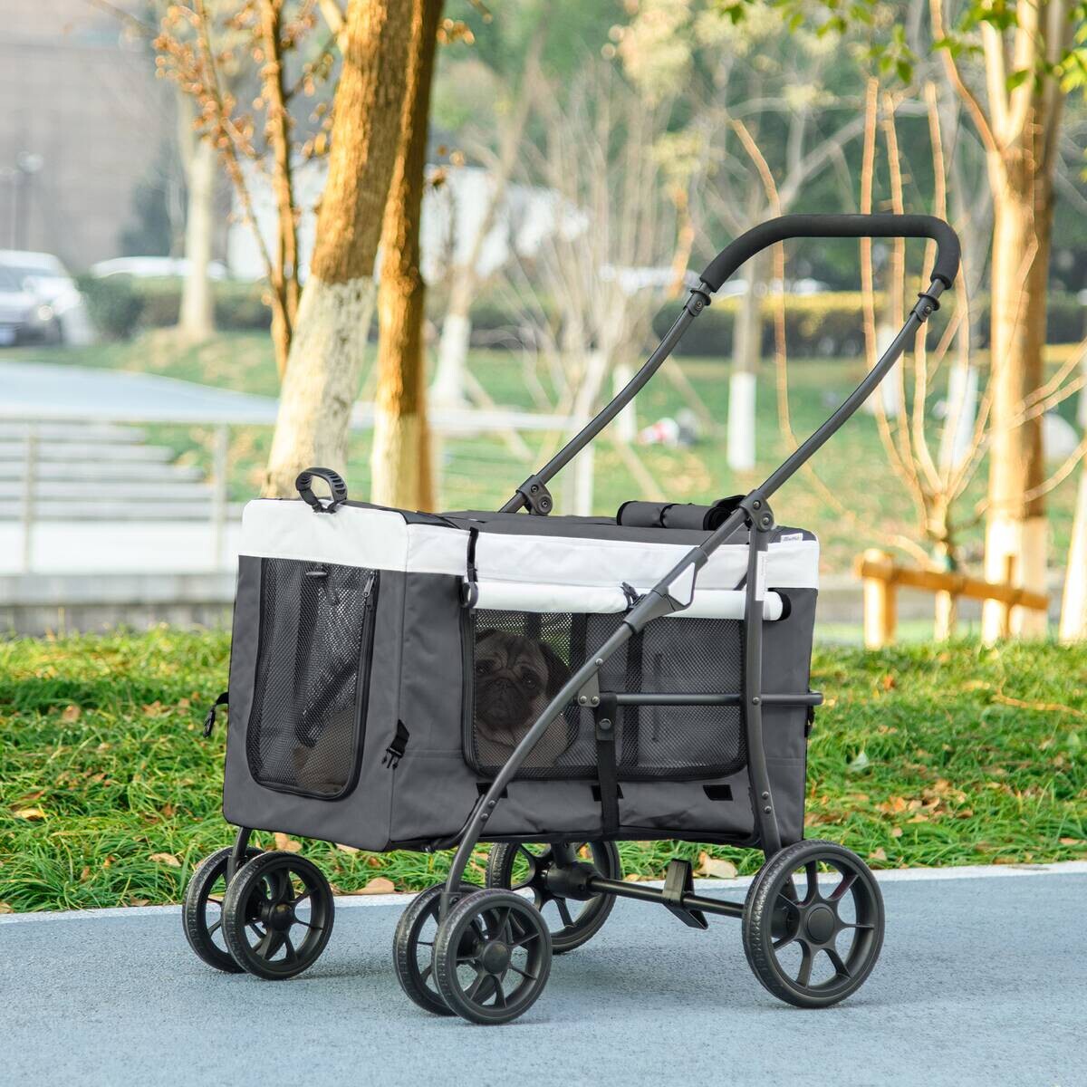 PawHut Hunde-Zubehör grau Edelstahl B/H/L: ca. 58x81x97,5 cm