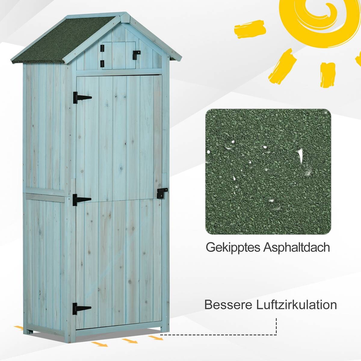 Outsunny Gartenhaus hellblau B/H/L: ca. 54x179x77 cm