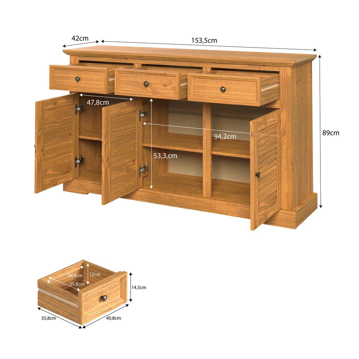 Kommode Breda honig B/H/T: ca. 154x89x42 cm