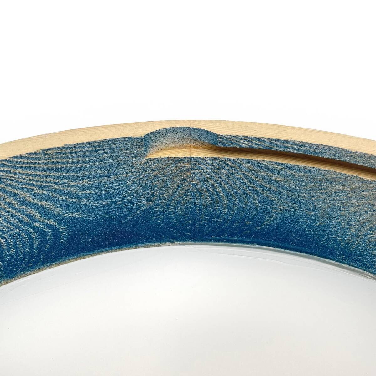 Lamkur Deckenleuchte hellbraun blau Holz Glas B/H/L: ca. 48x48x10 cm 3 Brennstellen