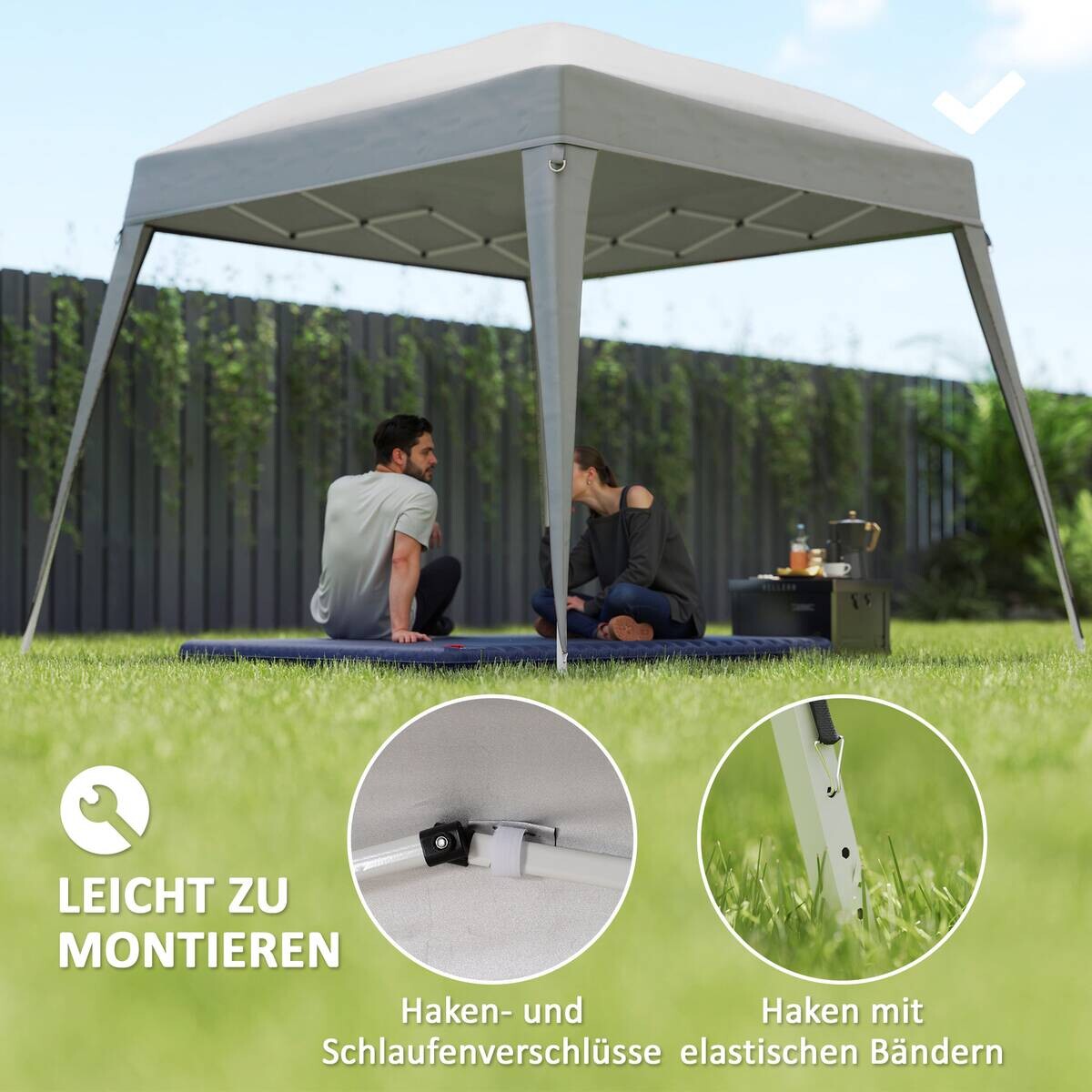 Outsunny Ersatzdach hellgrau Polyester B/H/L: ca. 300x1x300 cm