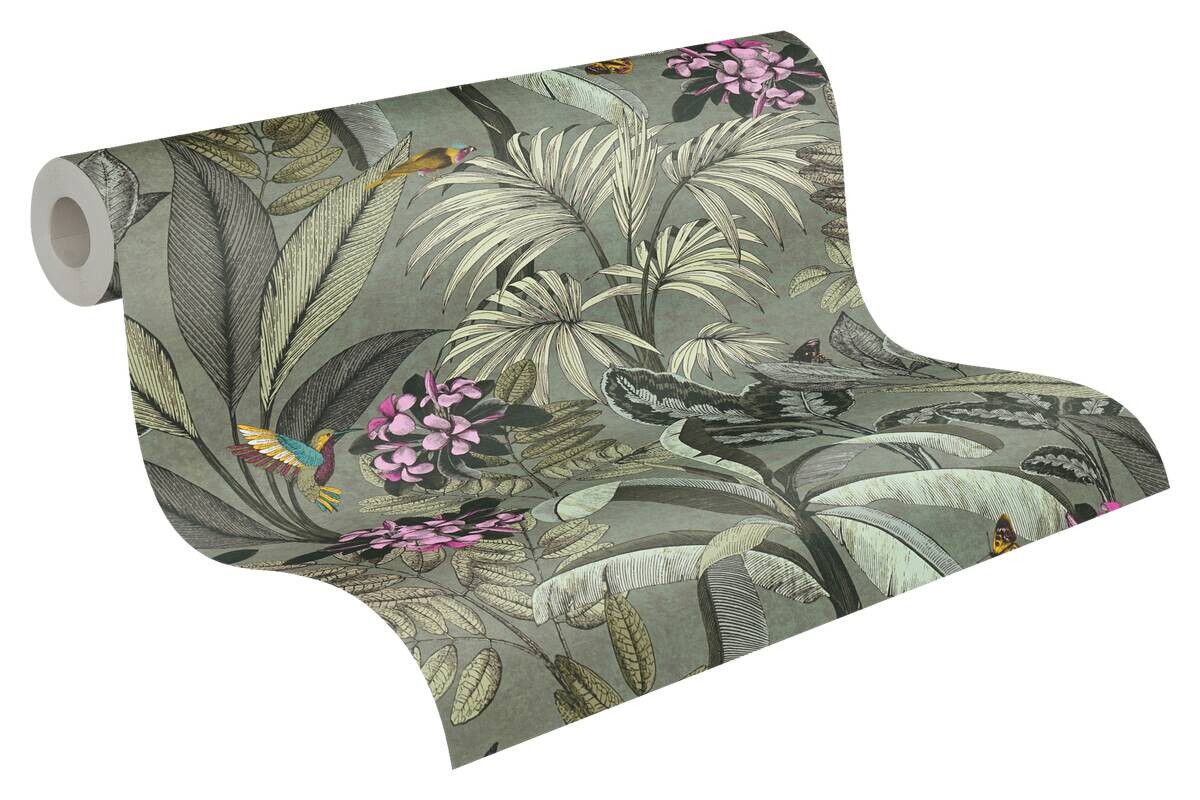 A.S.Creation Vliestapete grün rosa gelb B/H/D: ca. 53x1005x8 cm