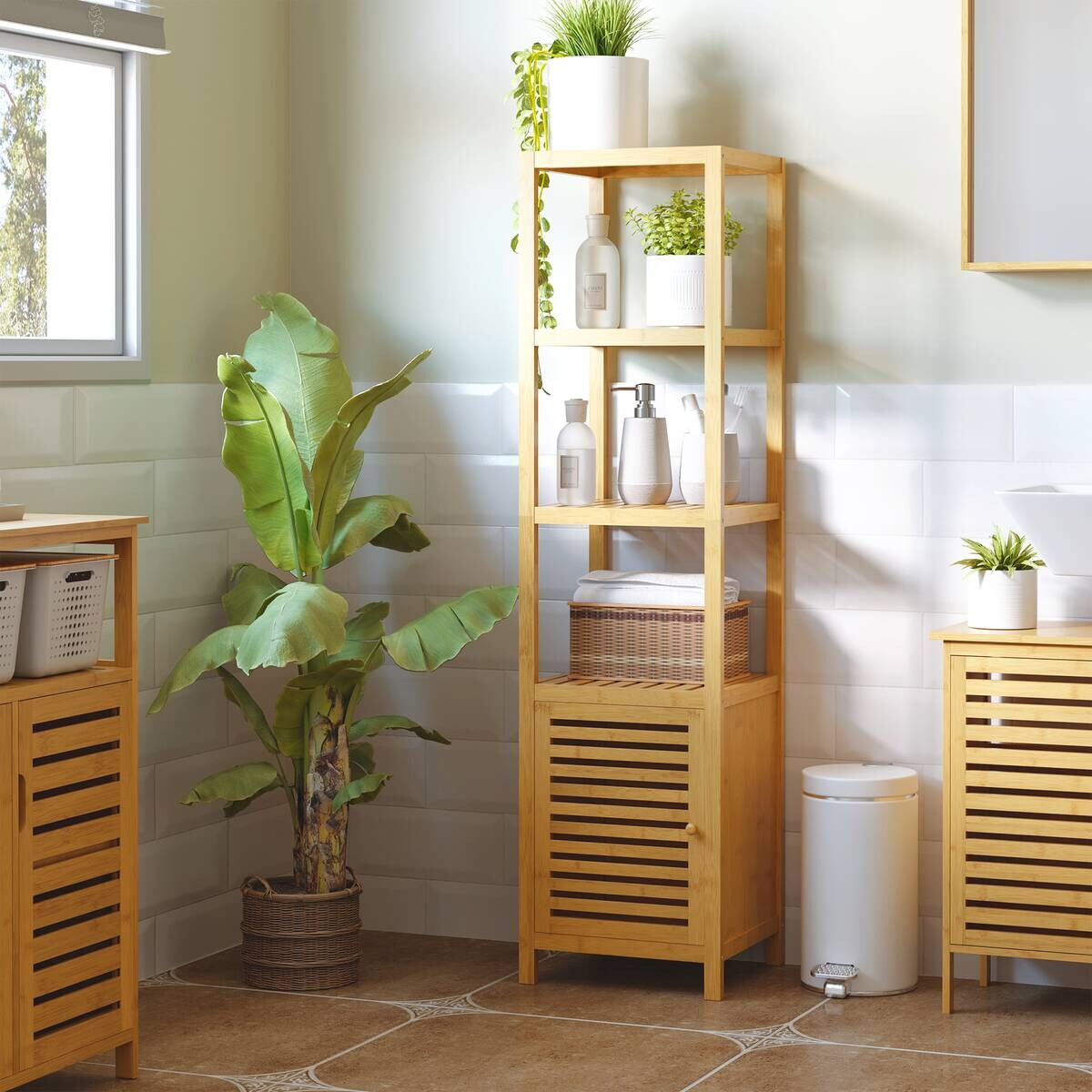 Badschrank natur Edelstahl B/H/L: ca. 33x36x140 cm