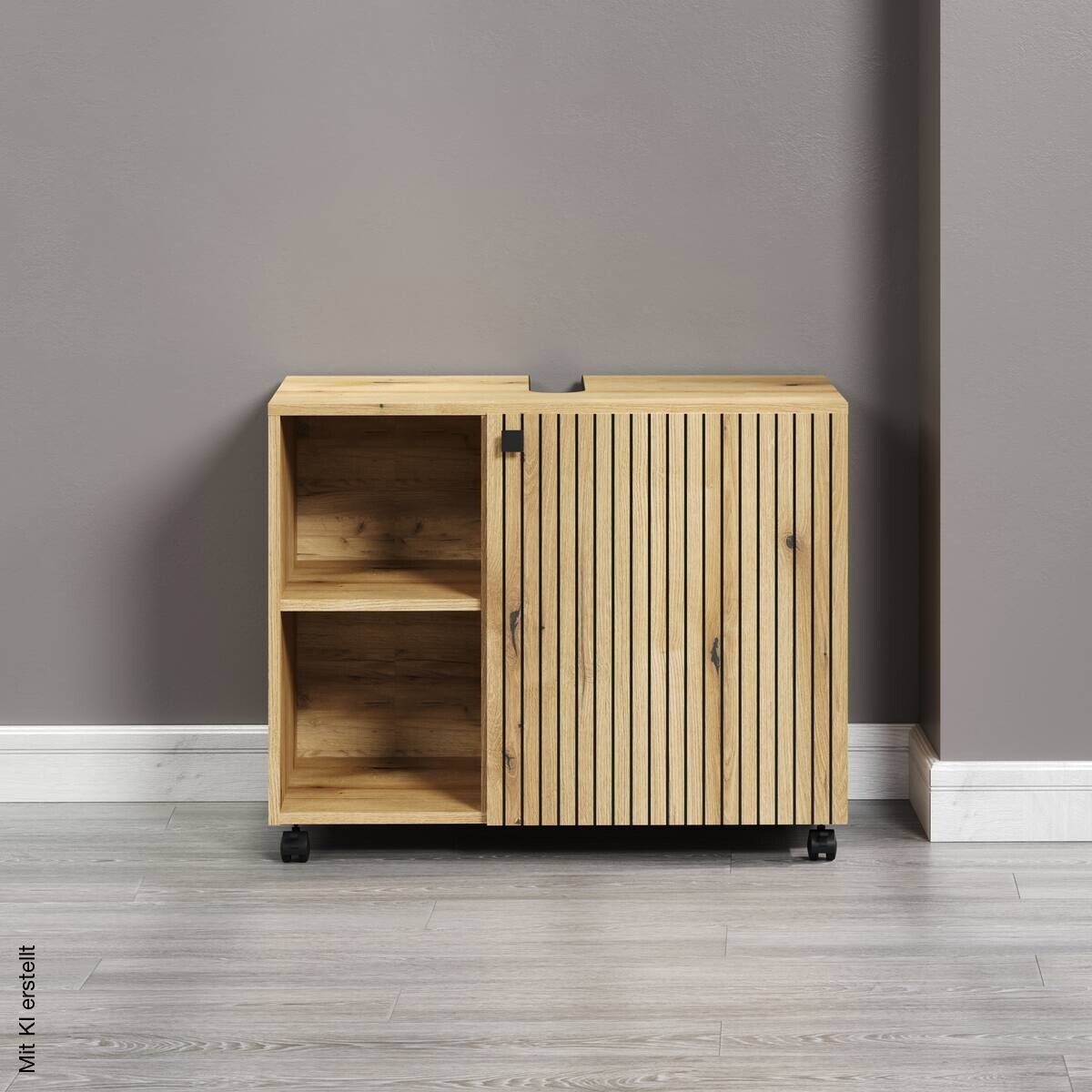 Waschbeckenunterschrank Pure Bliss Eiche Evoke Oak Nachbildung schwarz B/H/T: ca. 80x64x42 cm