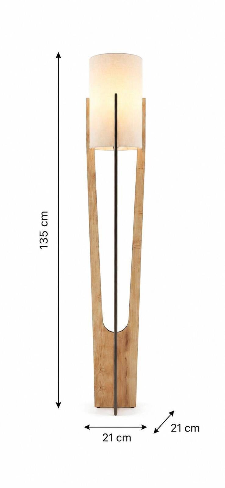 Stehleuchte Eiche PVC MDF B/H/L/D: ca. 17x135x17x17 cm E27 1 Brennstellen