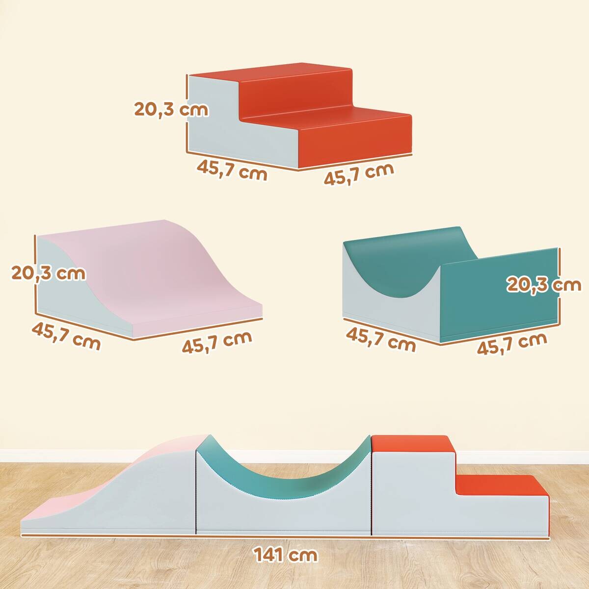 AIYAPLAY Schaumstoffbausteine B/H/L: ca. 45,7x20,3x141 cm