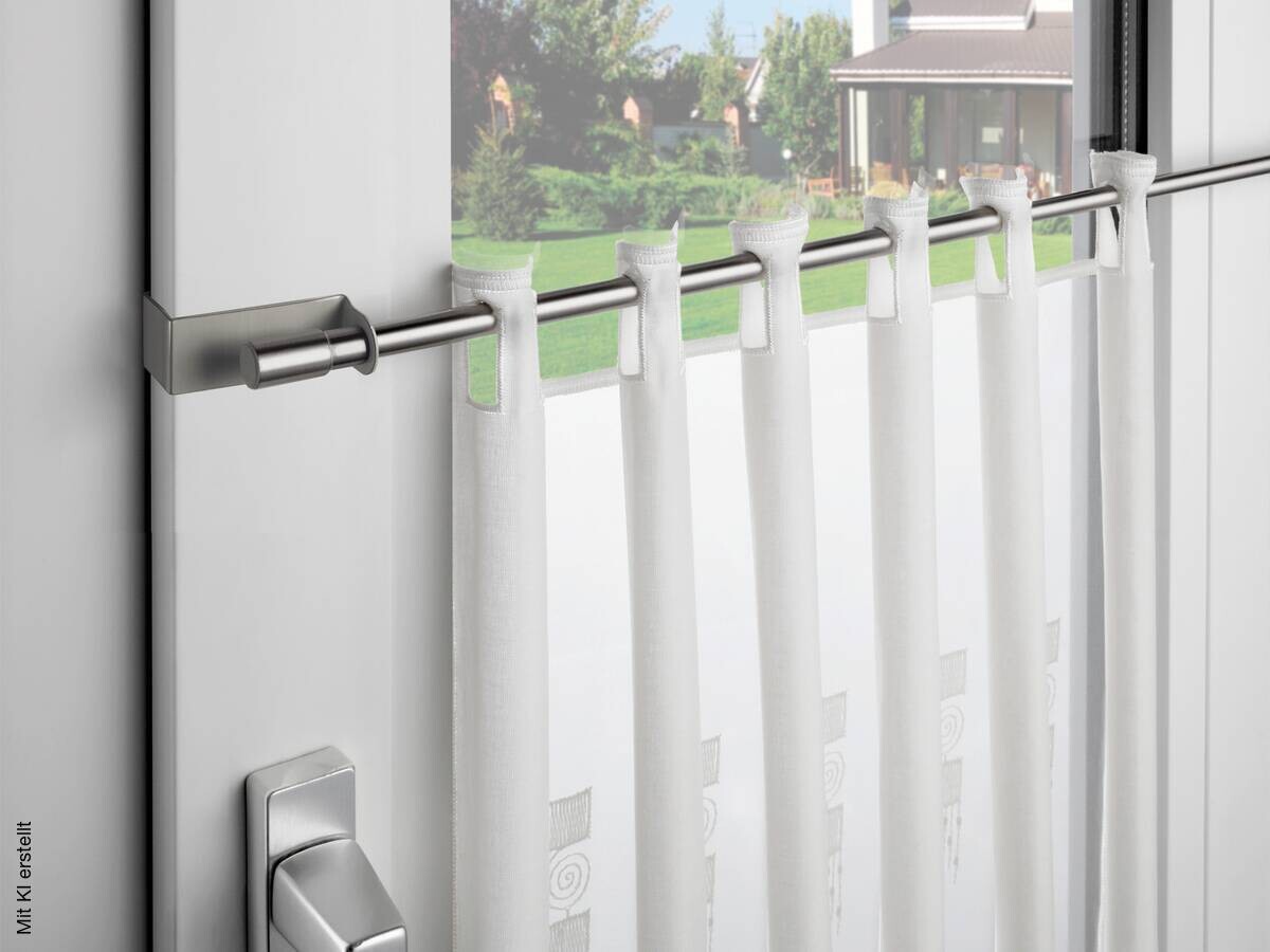 ondeco Vitragenstange clip Edelstahloptik Metall ausziehbar von ca. 75 bis 125 cm 1.0 Läufe