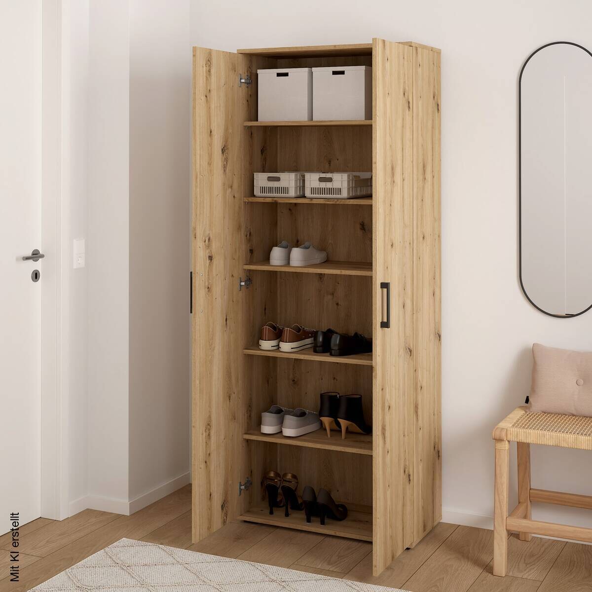 Mehrzweckschrank Mara Eiche Artisan Nachbildung B/H/T: ca. 70x179x33,5 cm