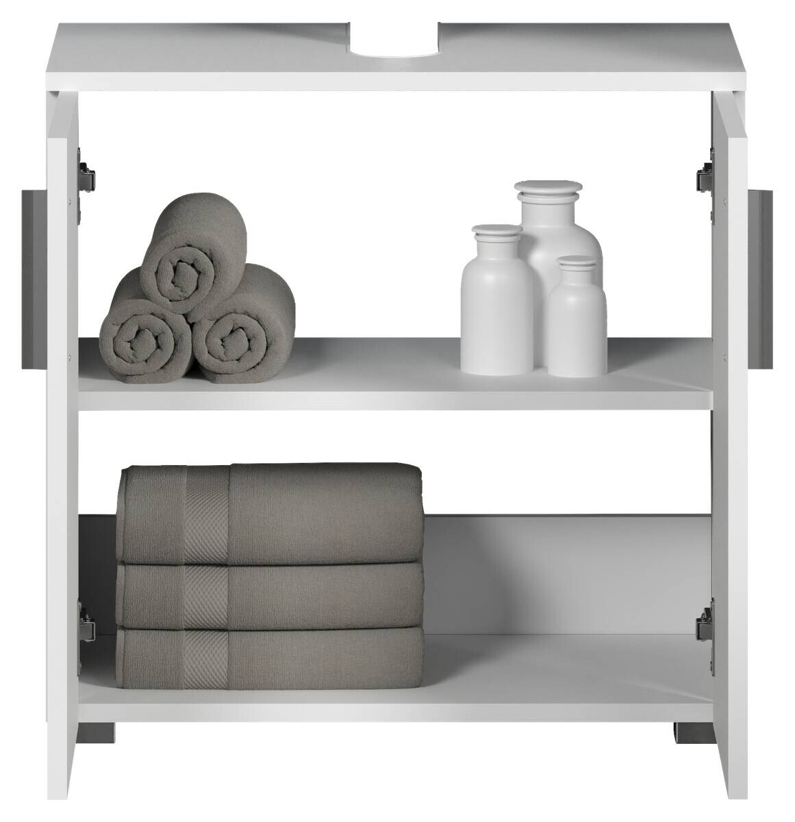 Waschbeckenunterschrank Wons weiß Hochglanz weiß matt B/H/T: ca. 60x58x34 cm