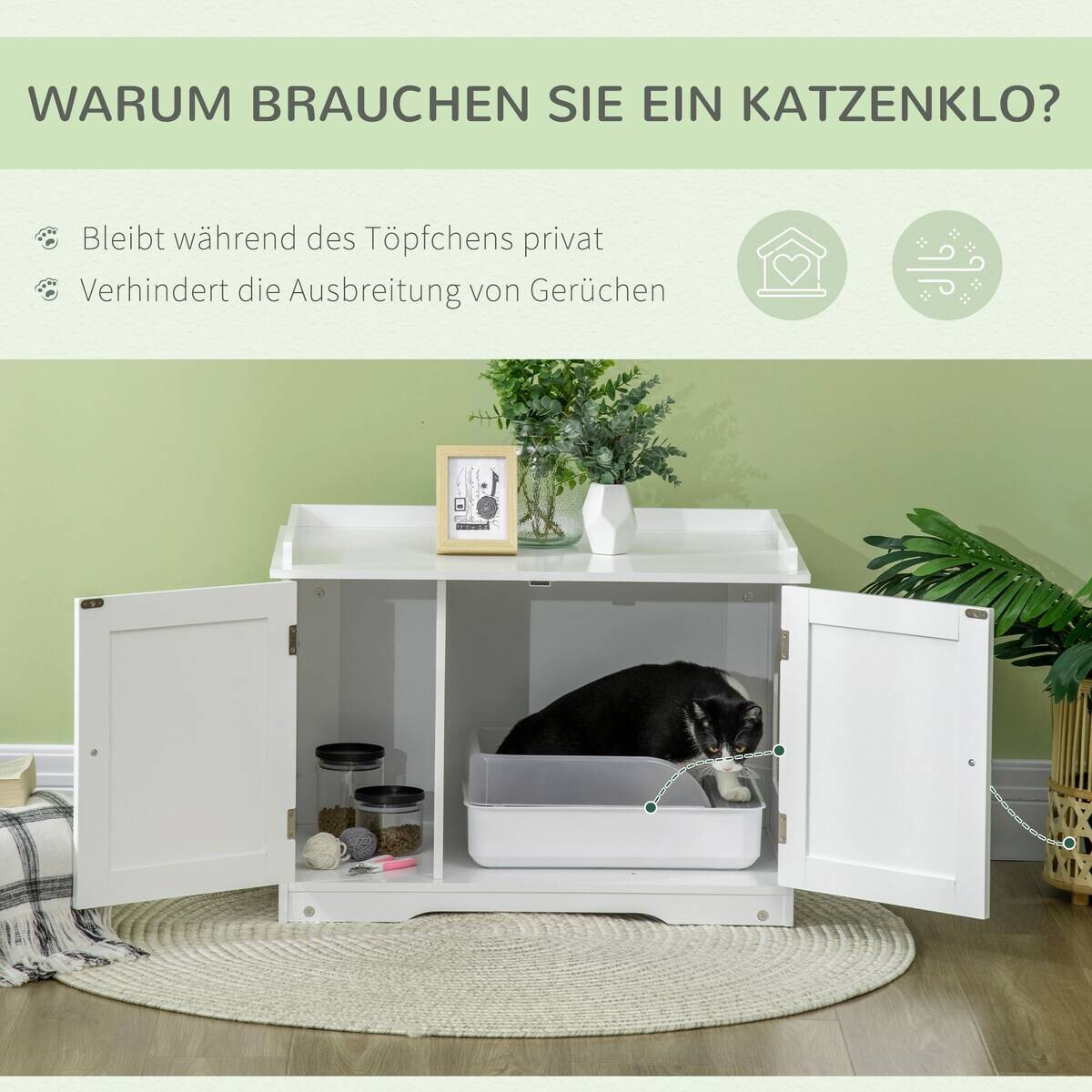 PawHut Katzen-Zubehör weiß Polypropylen B/H/L: ca. 48x86x52 cm