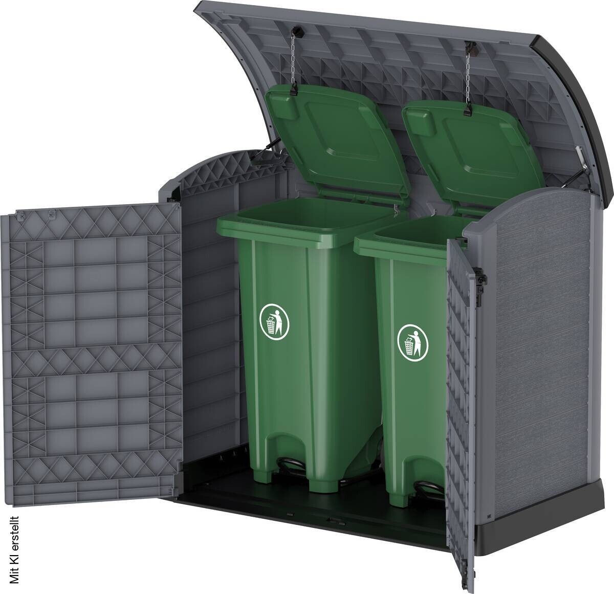 VCM Mülltonnenbox 2er StoreAway grau Kunststoff B/H/L: ca. 145x125x83 cm