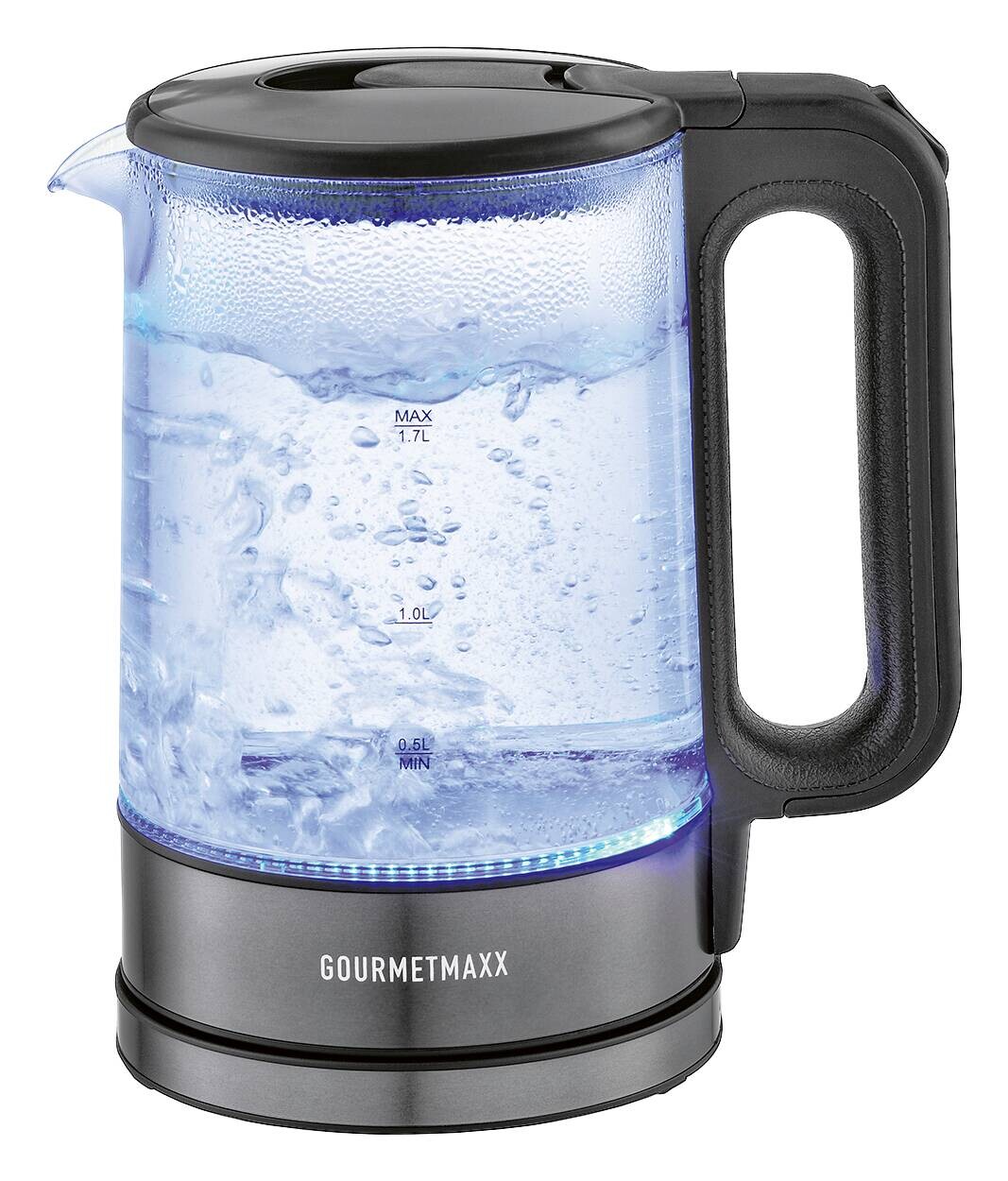 GOURMETmaxx Wasserkocher anthrazit Kunststoff Metall Glas B/H/L: ca. 15,1x24,35x21,55 cm ca. 1,7 l