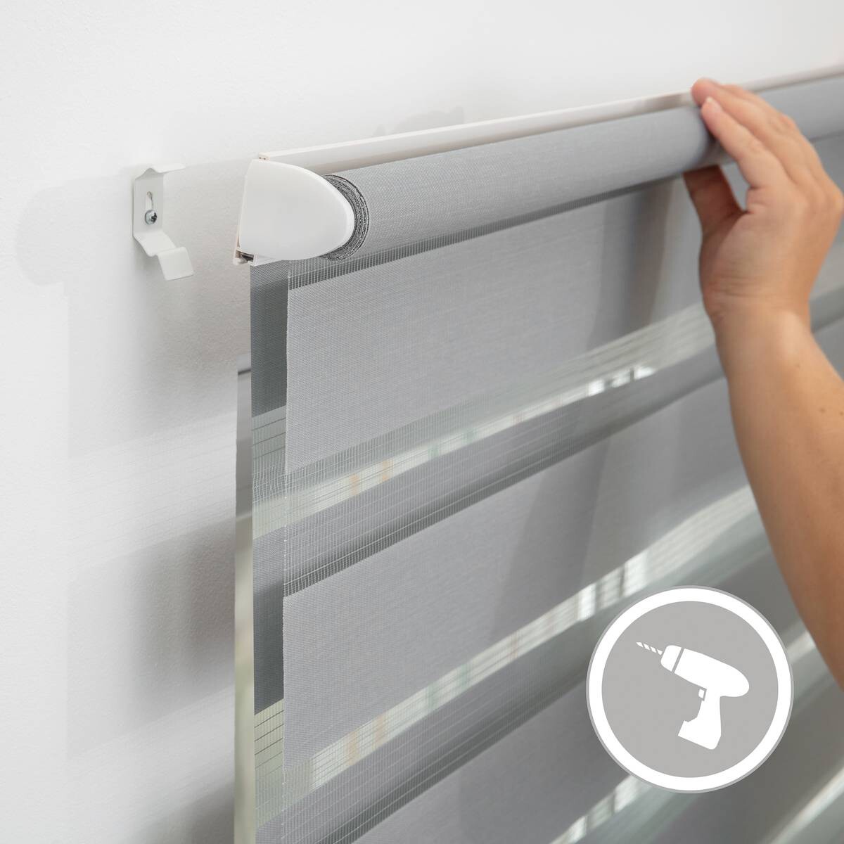 LICHTBLICK Doppelrollo Duo grau B/L: ca. 60x220 cm