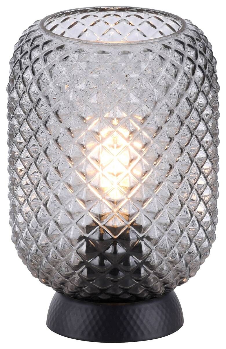 Just Light Tischleuchte 14906-18 schwarz Rauchglas H/D: ca. 23x15 cm E27 1 Brennstellen