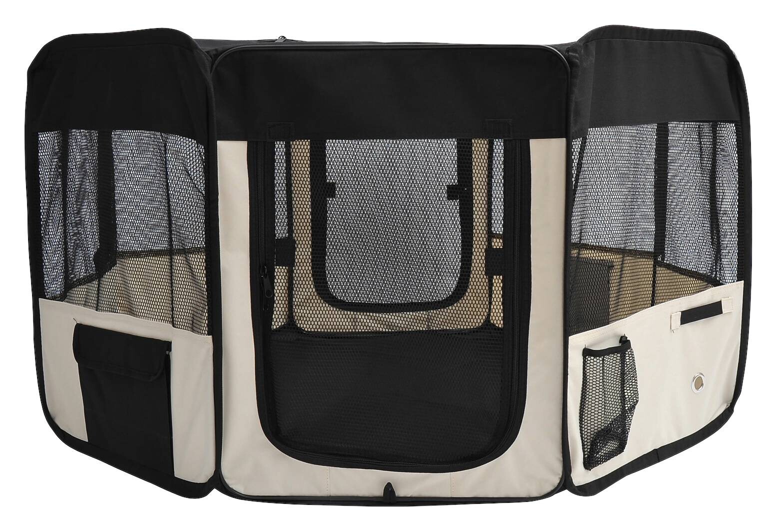 PawHut Welpenauslauf schwarz Polyester