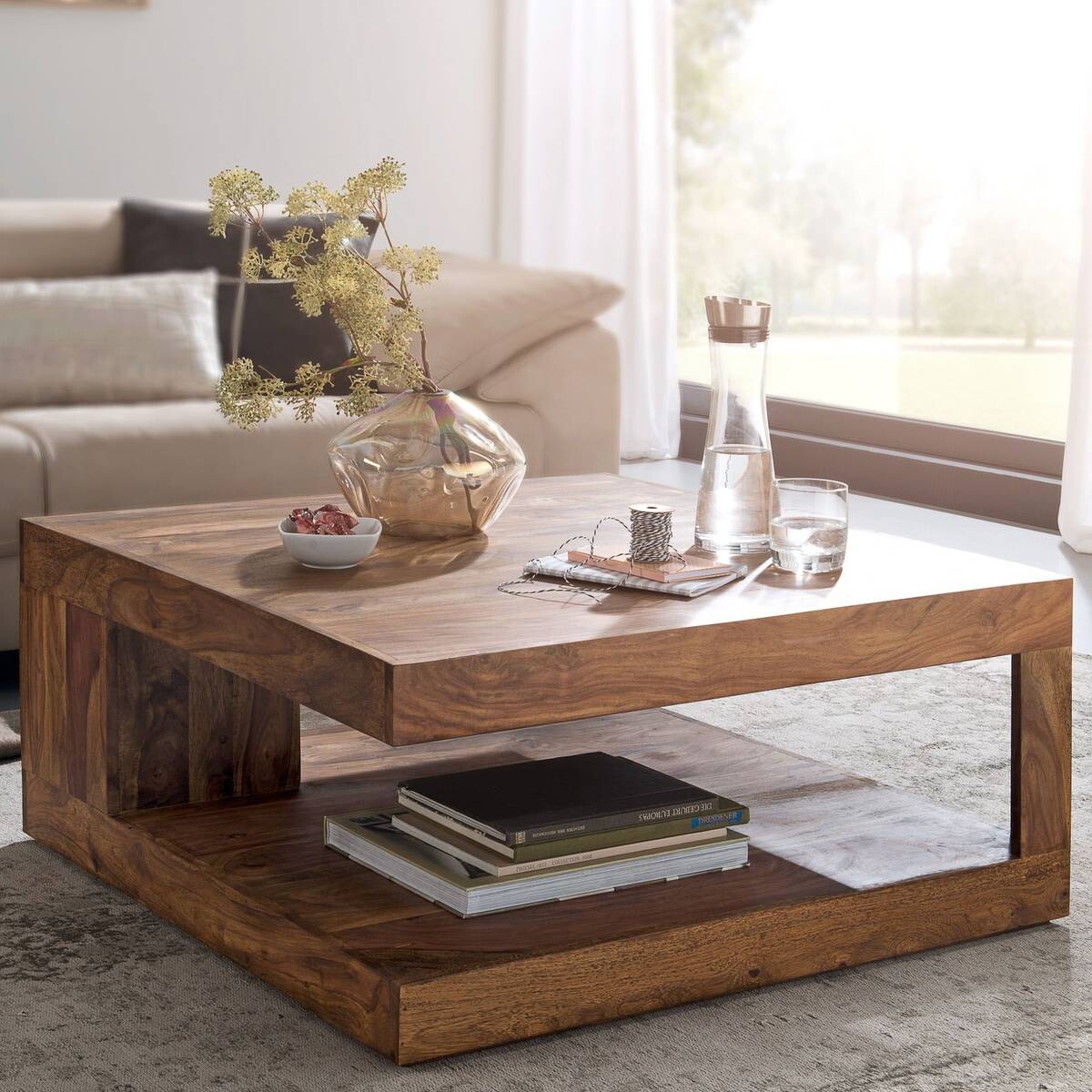 Wohnling Couchtisch braun B/H/T: ca. 90x40x90 cm