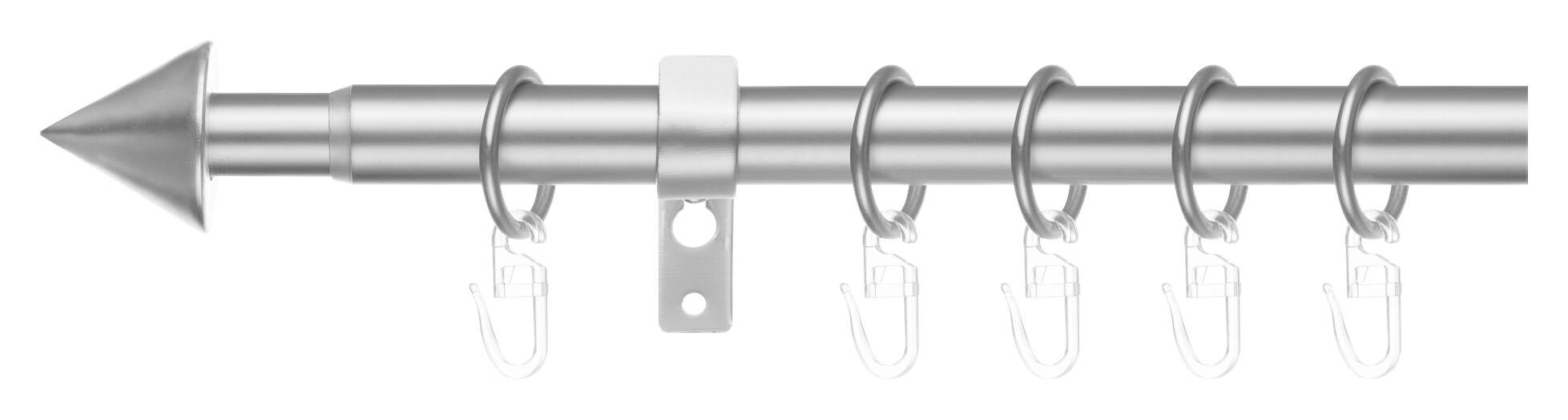LICHTBLICK Gardinenstange Kegel Chrom Metall D: ca. 2 cm ausziehbar von ca. 130 bis 240 cm 1 Läufe