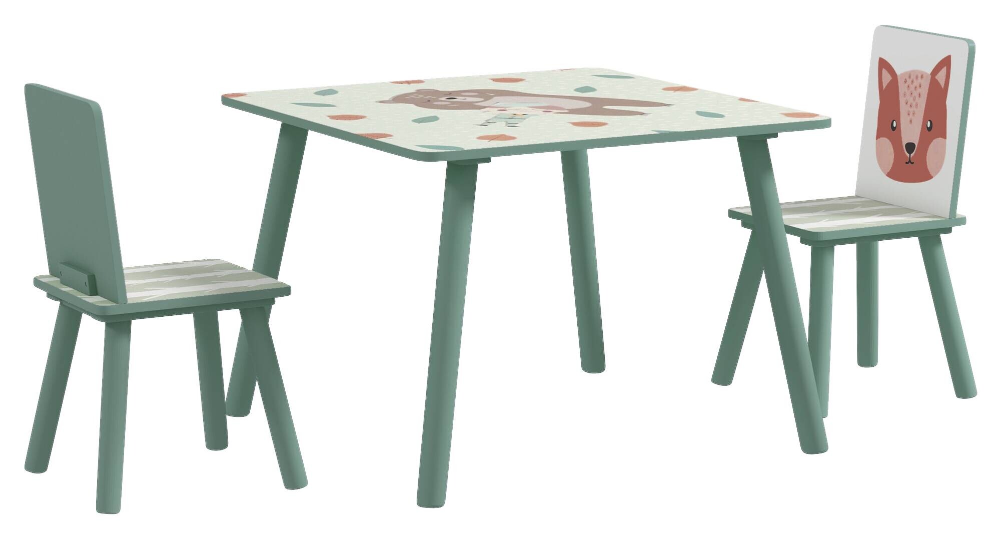 ZONEKIZ Kinder Sitzgruppe grün Kiefer B/H/L: ca. 60x44x60 cm