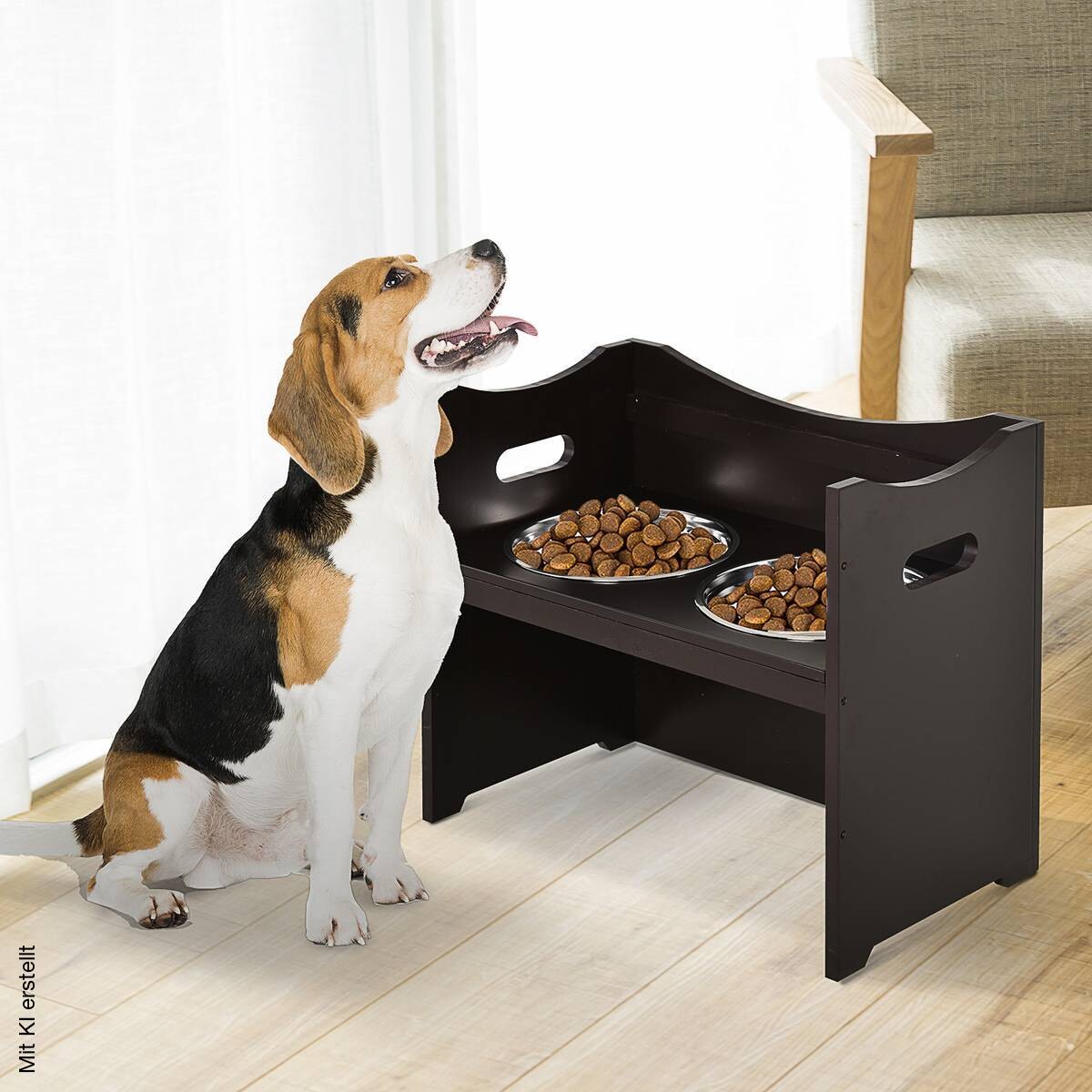 PawHut Futterstation dunkelbraun MDF B/H/T: ca. 54x47x32 cm