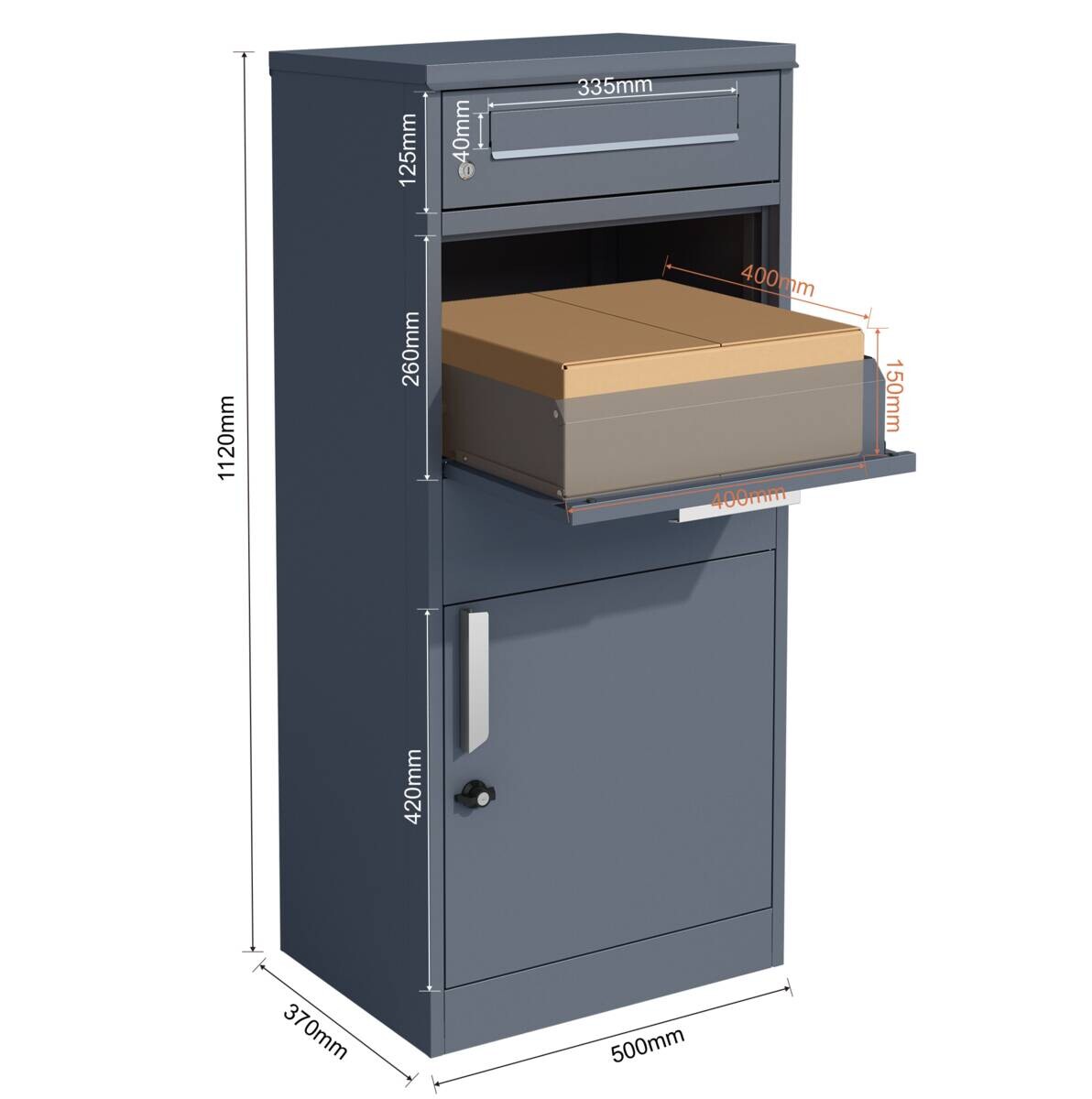 Westmann Paketbox Pedro anthrazit B/H/L: ca. 50x112x37 cm