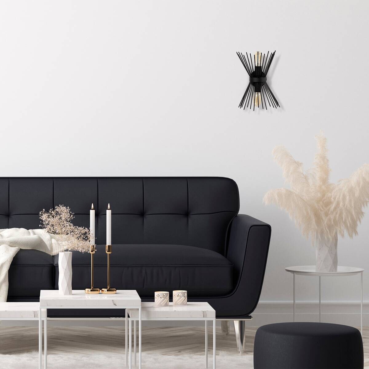 Opviq Wandleuchte Kirpi schwarz Metall B/H/T/L/D: ca. 16x33x16x23x12 cm E27 2 Brennstellen