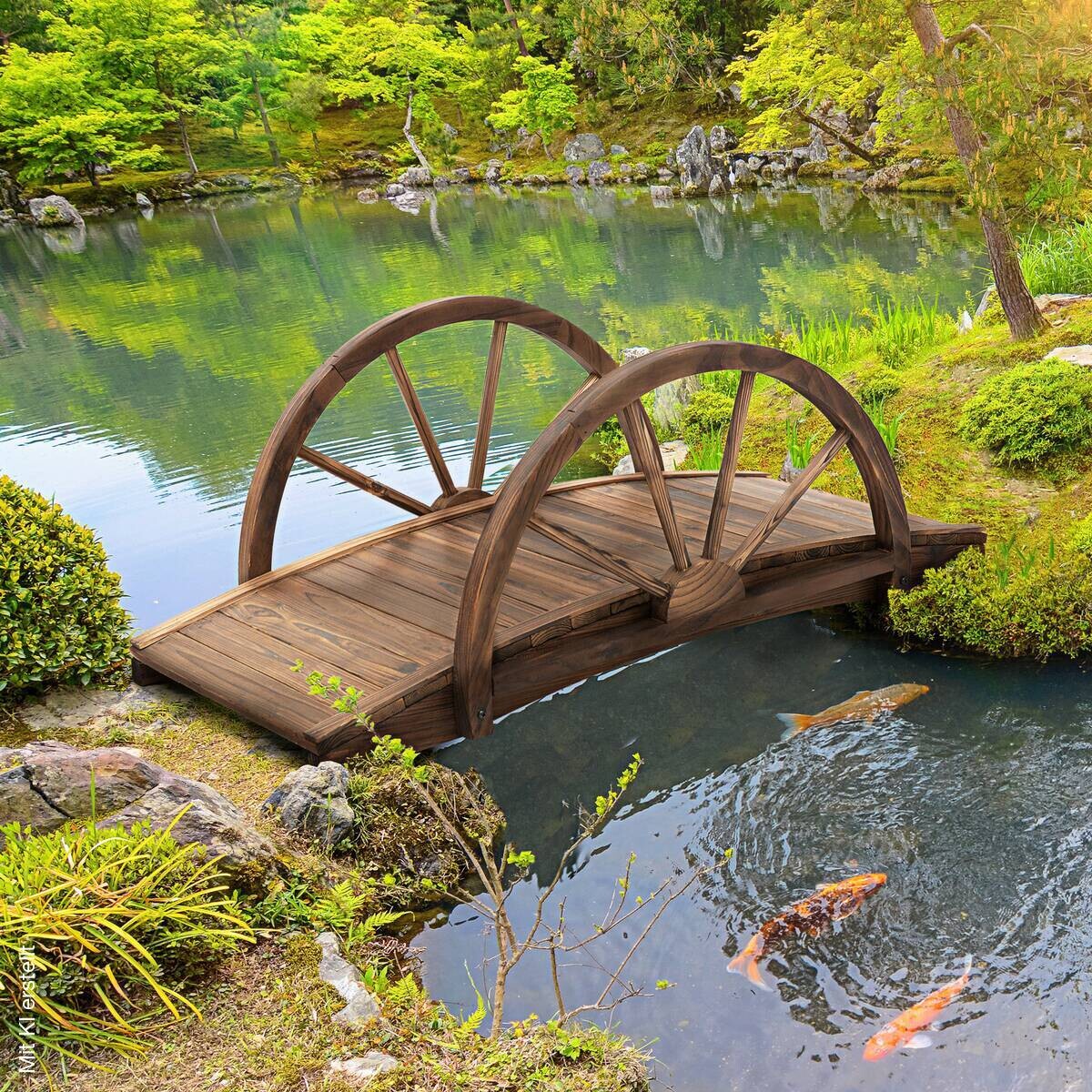 Outsunny Gartenbrücke braun Holz B/H/L: ca. 50x37x100 cm