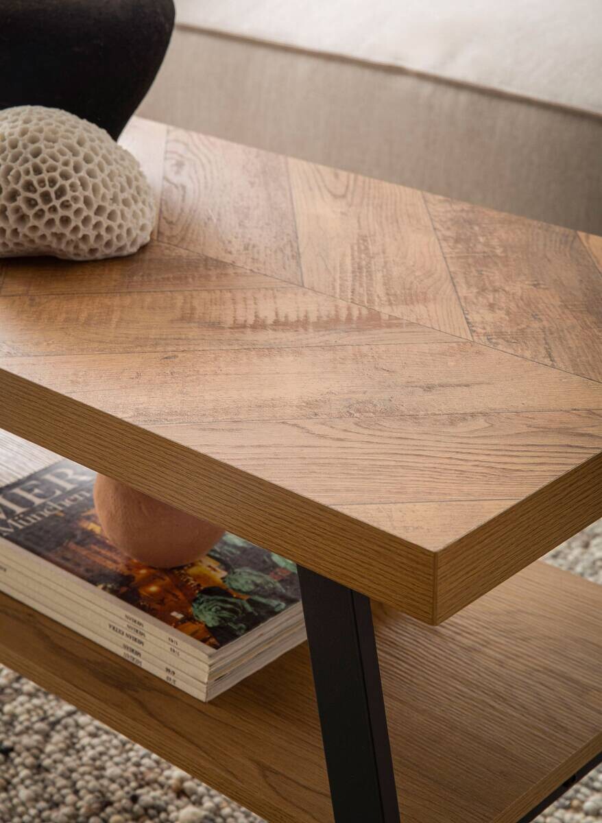 Wohnling Couchtisch Eiche schwarz MDF Eisen B/H/T: ca. 100x41x40 cm