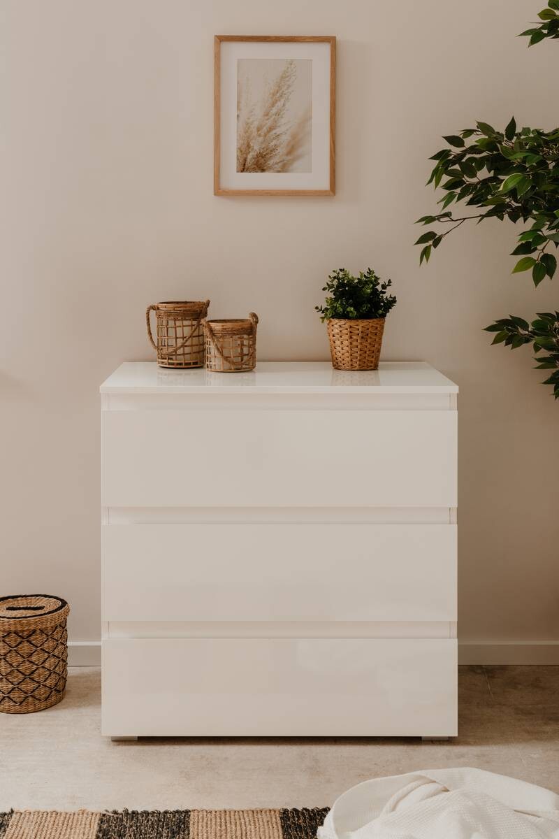 Schubkastenkommode Capetown weiß glänzend weiß B/H/T: ca. 80x80x45 cm
