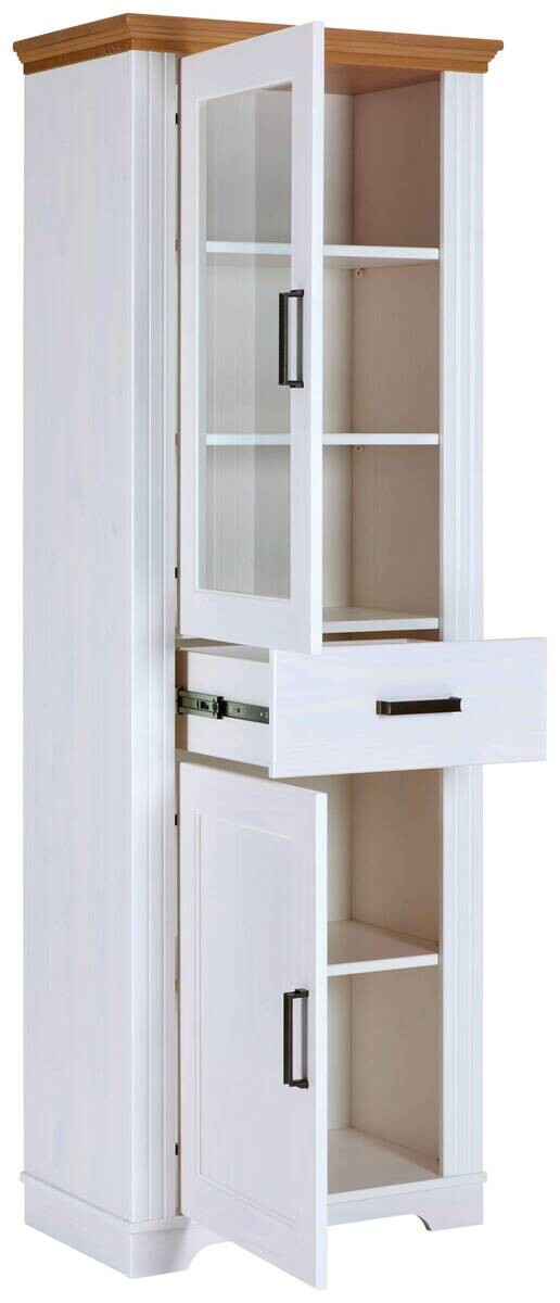 Säulenvitrine Maluno weiß lackiert Holz B/H/L: ca. 41x193,1x68 cm