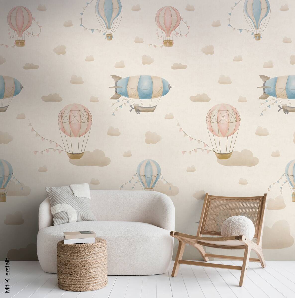 Livingwalls Fototapete Heißluftballon rosa creme blau B/L: ca. 280x159 cm