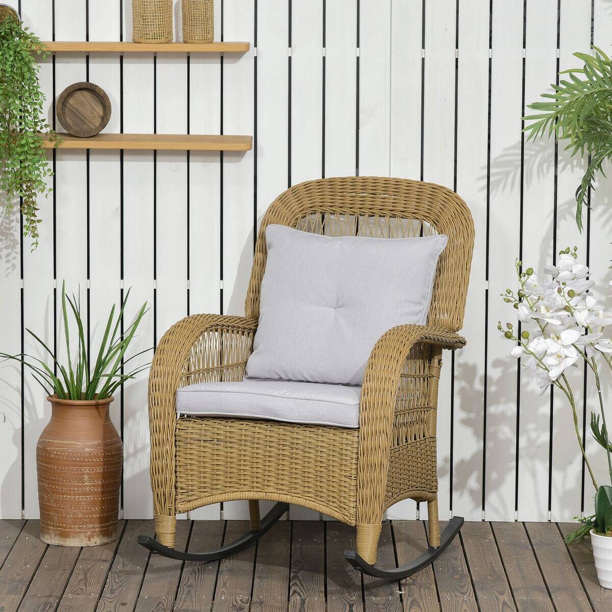 Outsunny Gartenstuhl gelb Polypropylen B/H/L: ca. 92x69x100 cm