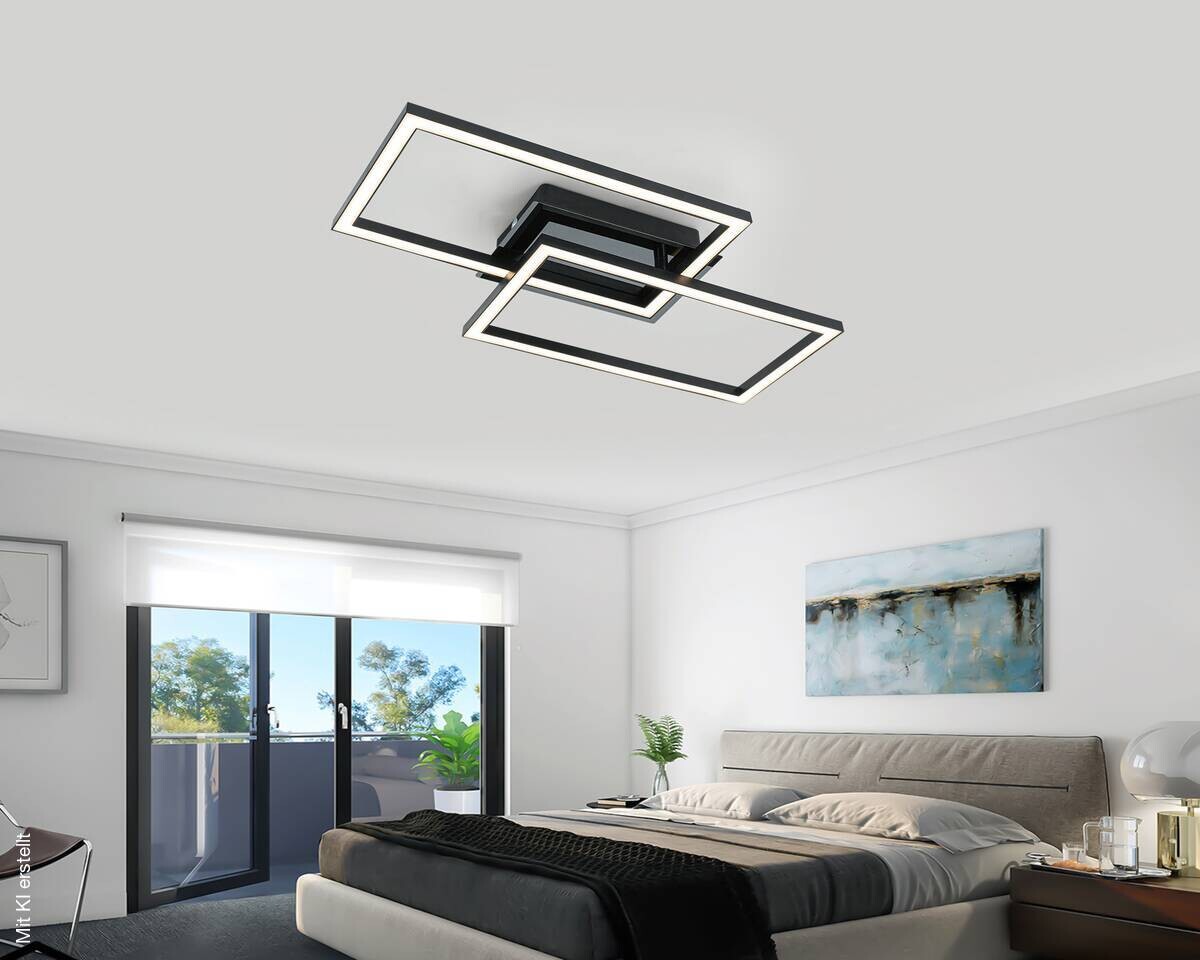 Nolo LED-Deckenleuchte Lenna schwarz Kunststoff B/H/L: ca. 50x6,5x29 cm