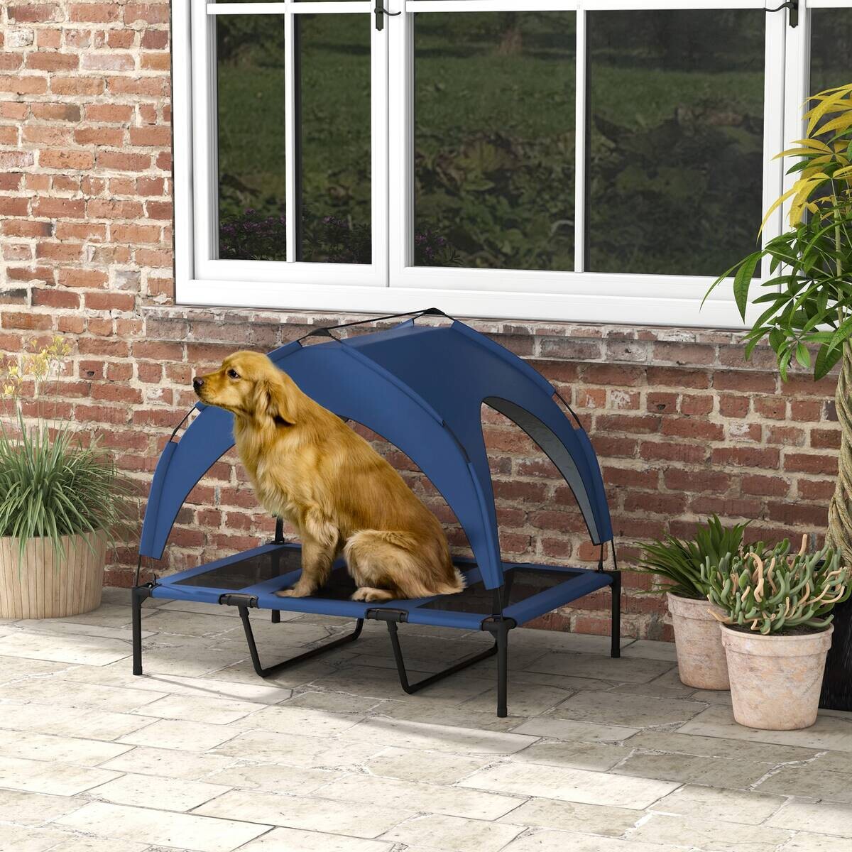 PawHut Hunde-Zubehör blau Edelstahl B/H/L: ca. 76x106x94 cm