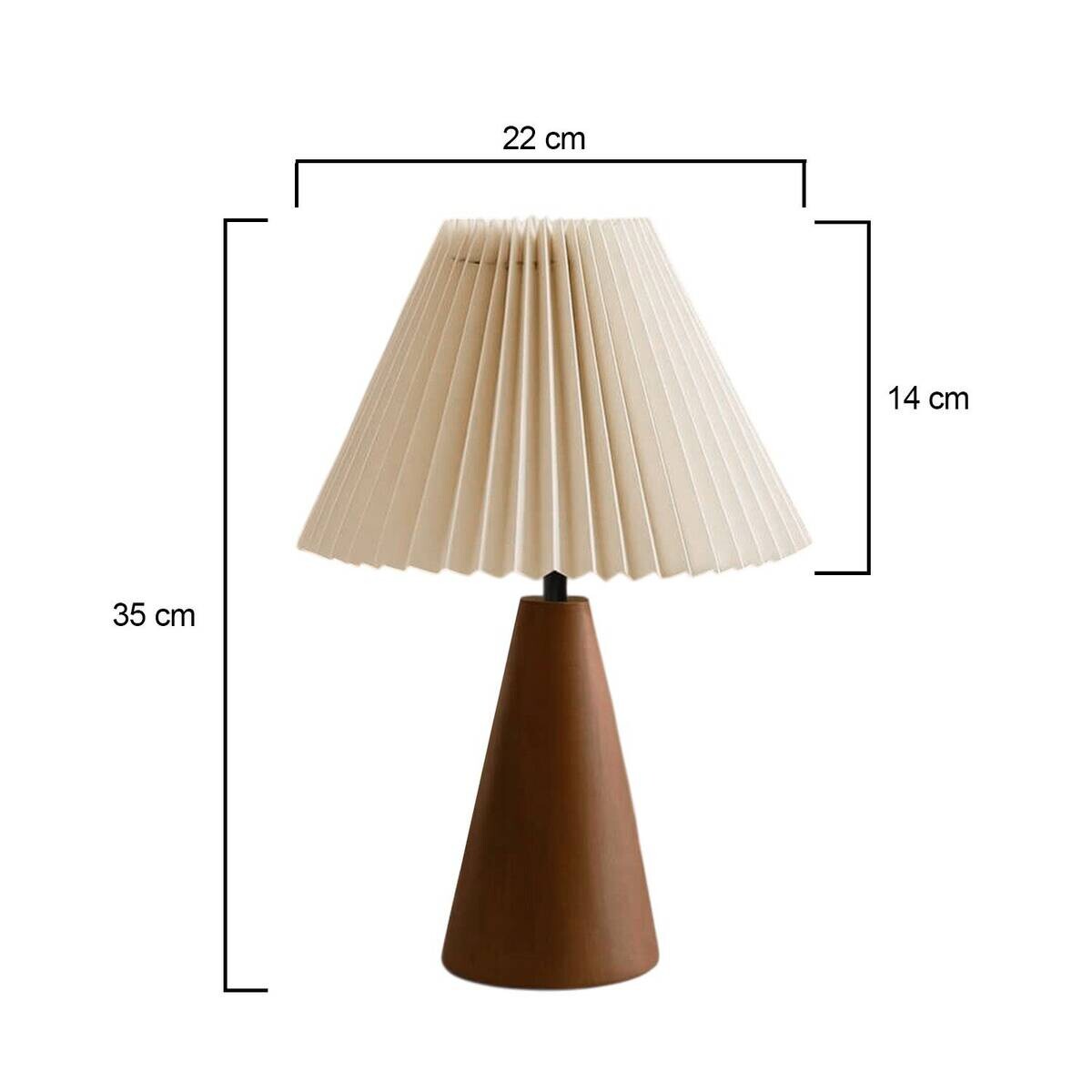 Tischleuchte creme nussbaum PVC Holz B/H/L/D: ca. 22x35x22x22 cm E27 1 Brennstellen