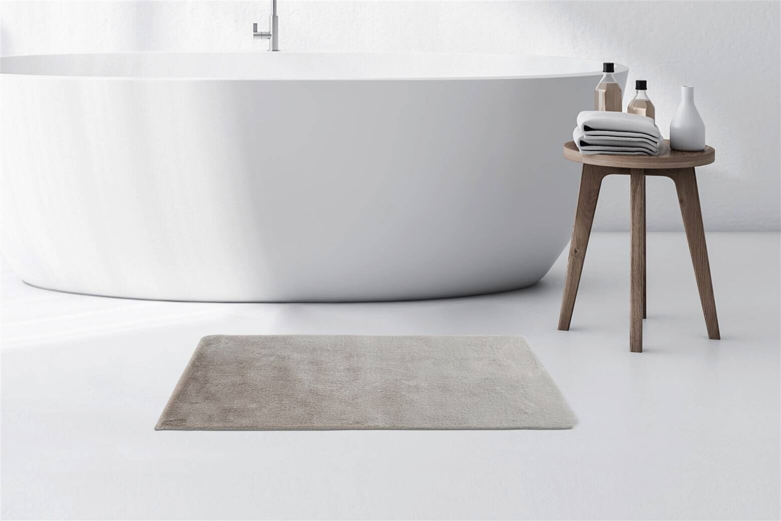 Kayoom Kurzflorteppich Badematte Rabbit Light 325 hellgrau B/H/L: ca. 50x2,4x90 cm