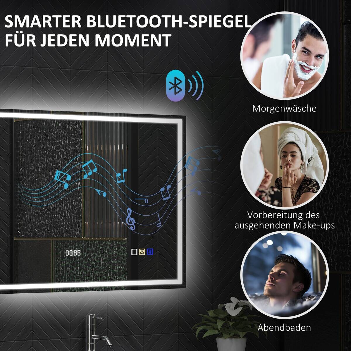HOMCOM LED-Bad-Spiegel silber B/H/L: ca. 60x3,5x80 cm