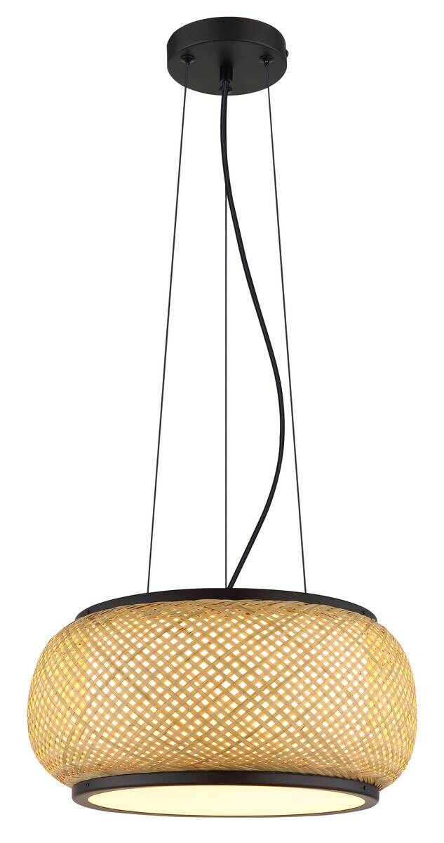 GLOBO Pendelleuchte natur mattschwarz Bambus Metall H/D: ca. 120x38 cm 1 Brennstellen