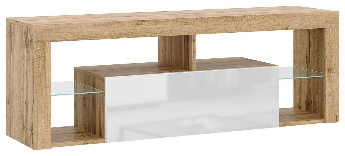 TV-Lowboard TV LOWBOARD Everest 140 Eiche Wotan Nachbildung weiß glänzend B/H/T: ca. 140x50x35 cm