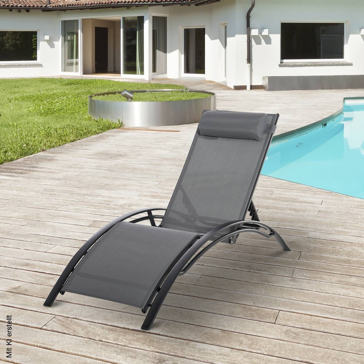 Outsunny Gartenliege grau Aluminium B/H/L: ca. 64x82x171 cm