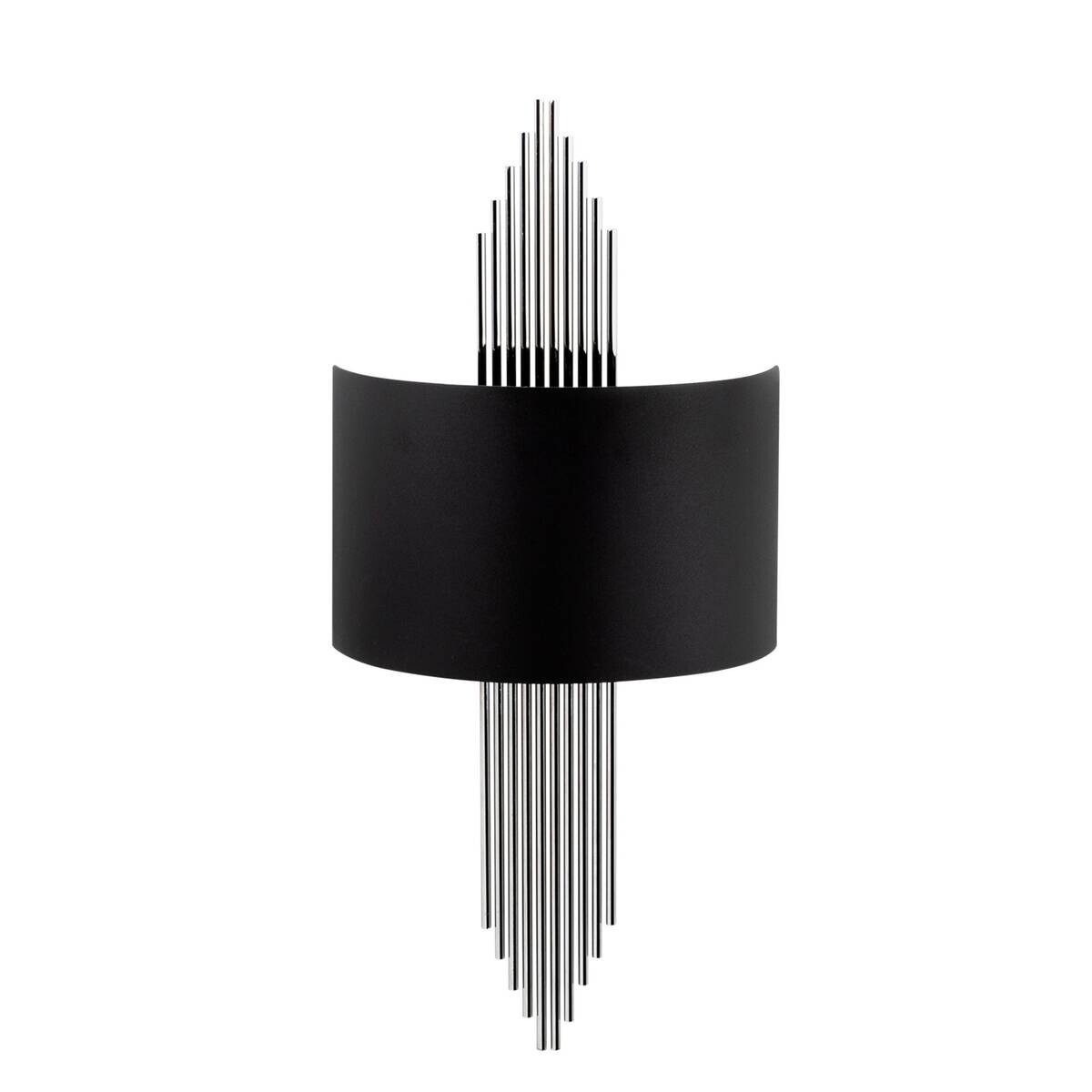 Opviq Wandleuchte schwarz silber Metall B/H/L: ca. 10x22x75 cm E27 1 Brennstellen