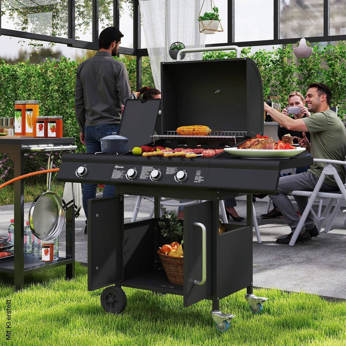 Outsunny Gasgrill Edelstahl B/H/L: ca. 56x110x118,5 cm