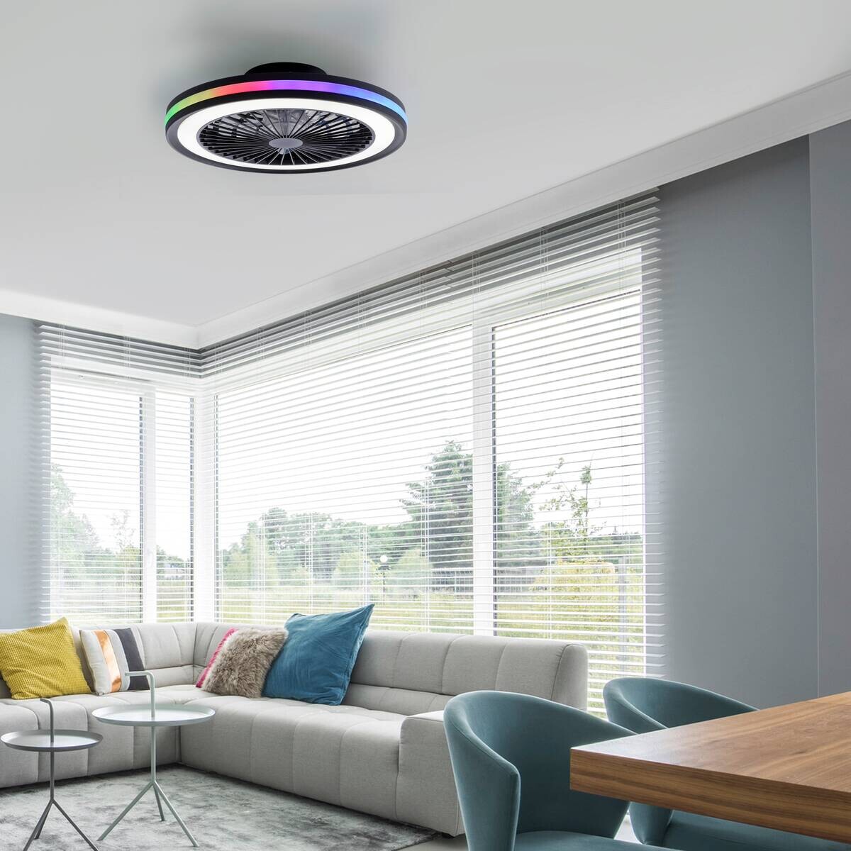 Just Light LED-Deckenventilator Brandon schwarz B/H/L: ca. 45,5x14x45,5 cm max. 36 W