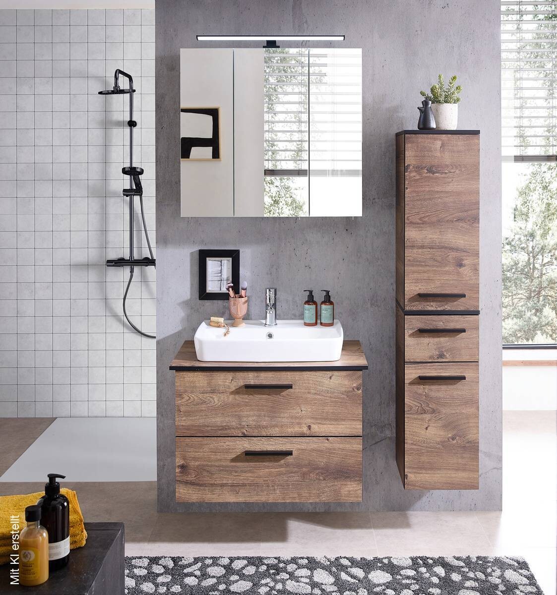 Badezimmer-Set Quickset 374 Eiche Ribeck Nachbildung B/H/T: ca. 75x200x44,5 cm