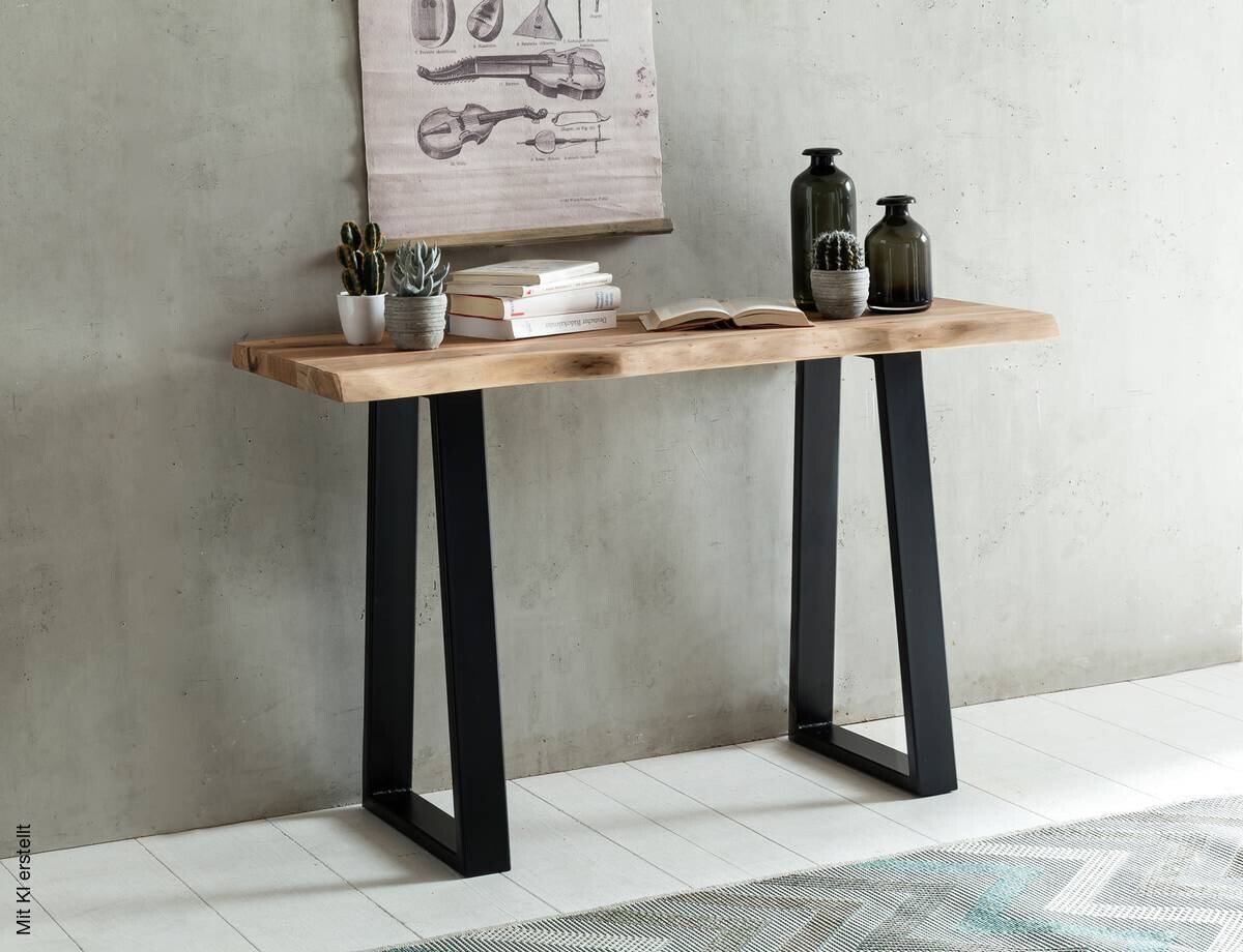 Konsolentisch natur schwarz Akazie B/H/T: ca. 120x75x45 cm
