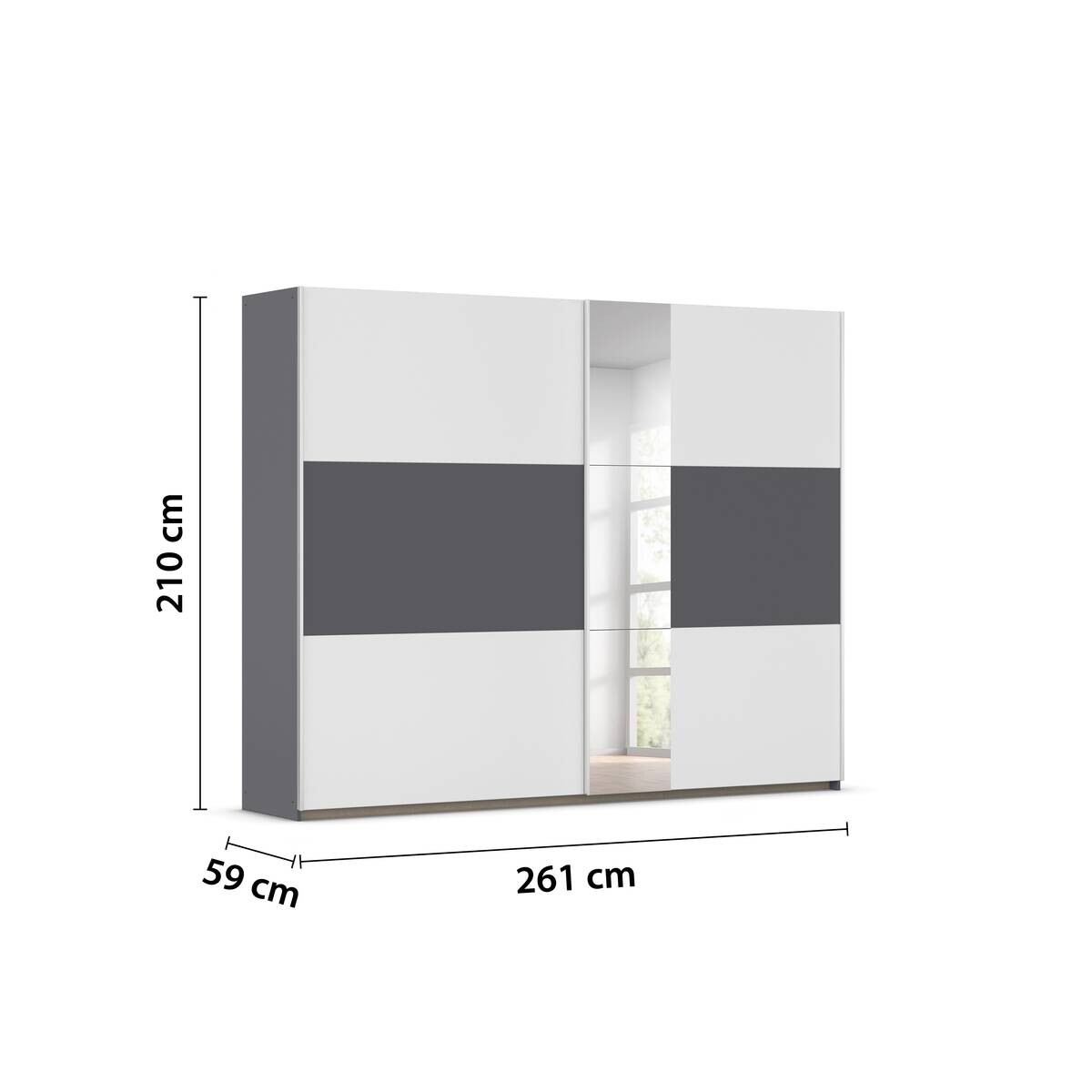 Kleiderschrank Oslo Alpinweiß grau B/H/T: ca. 261x210x59 cm