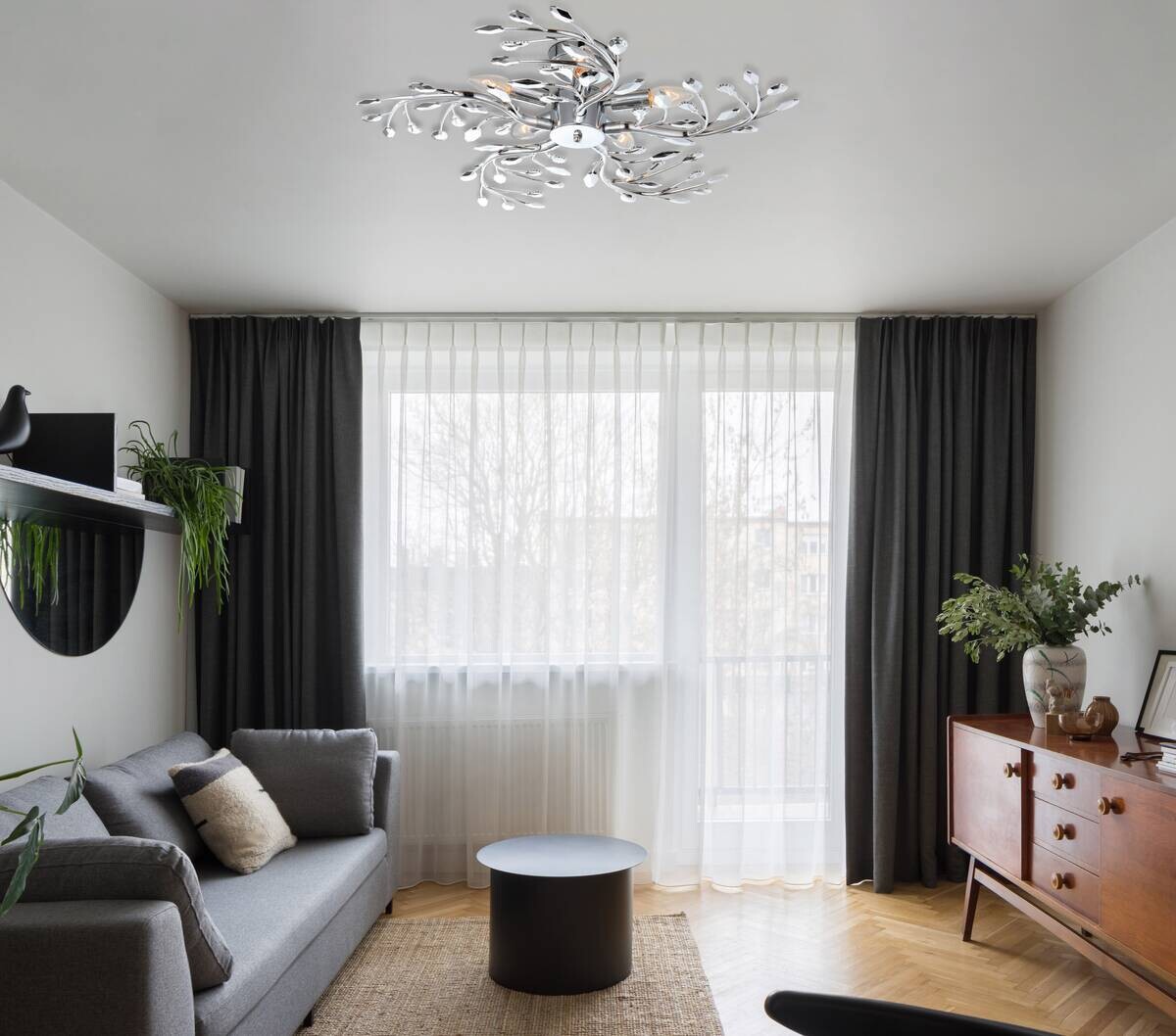 GLOBO Deckenleuchte Flasch Chrom Metall H/D: ca. 16x65 cm E14 5 Brennstellen